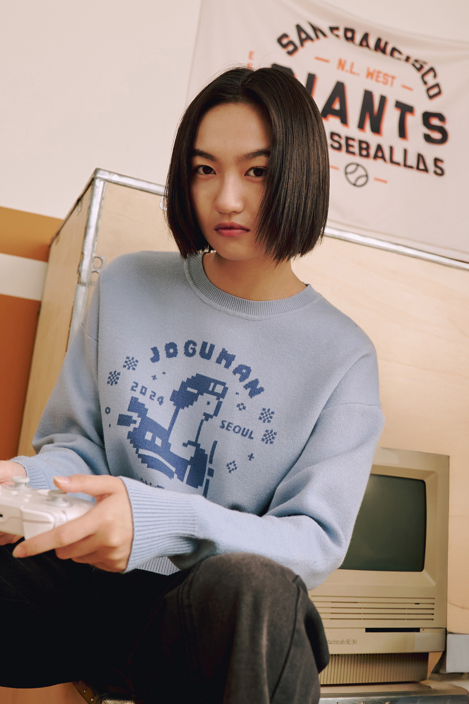 JOGUMAN 緹花長袖毛衣(女)