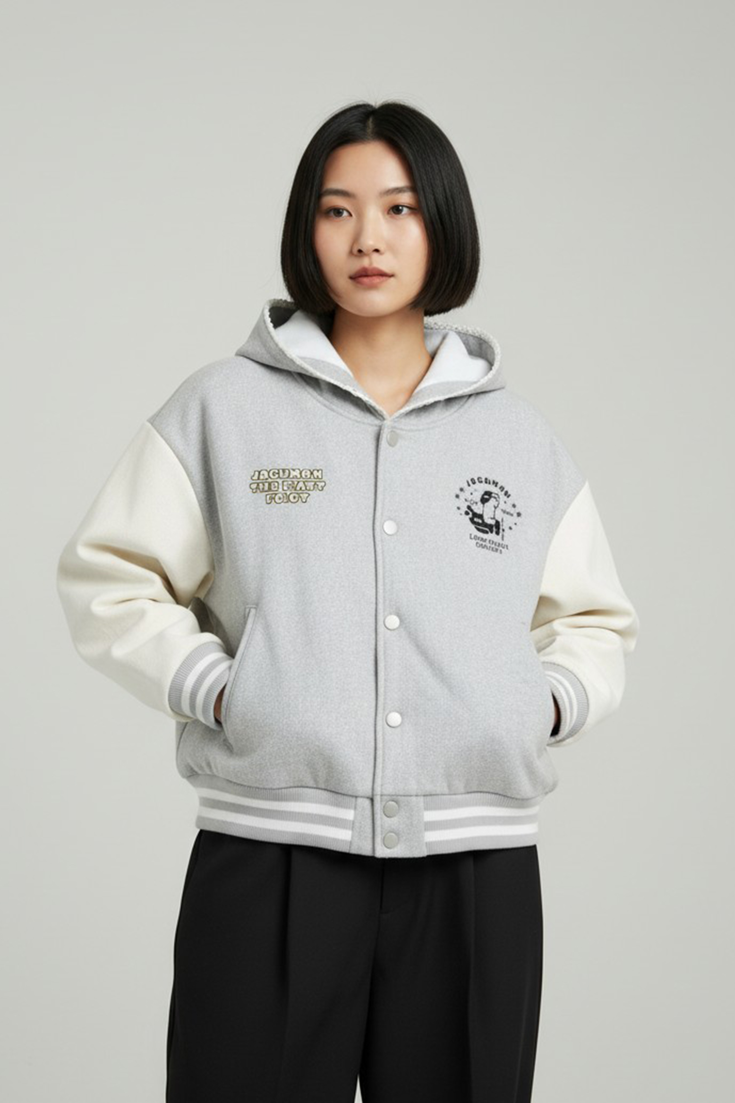 JOGUMAN 連帽棒球外套(女)