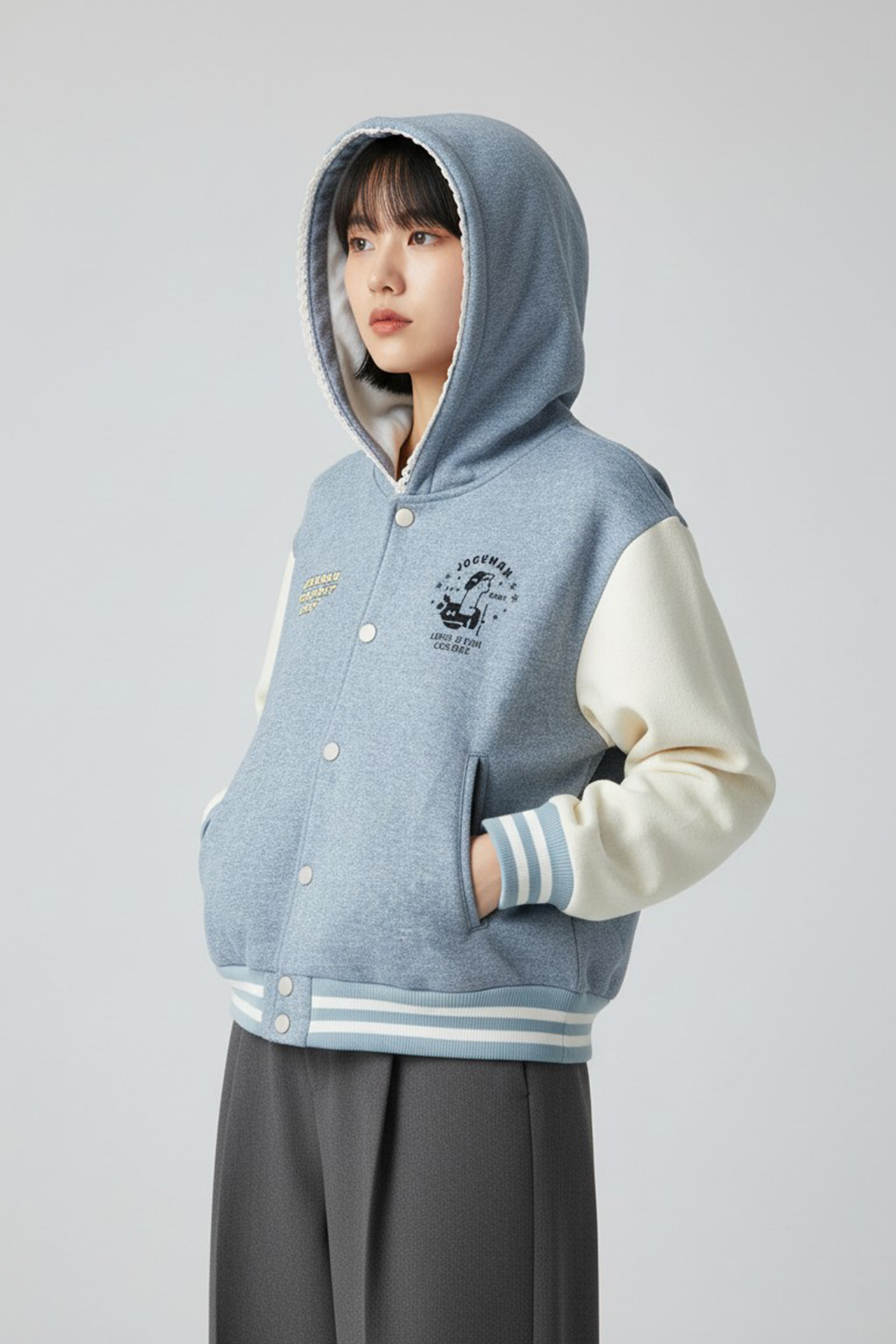 JOGUMAN 連帽棒球外套(女)