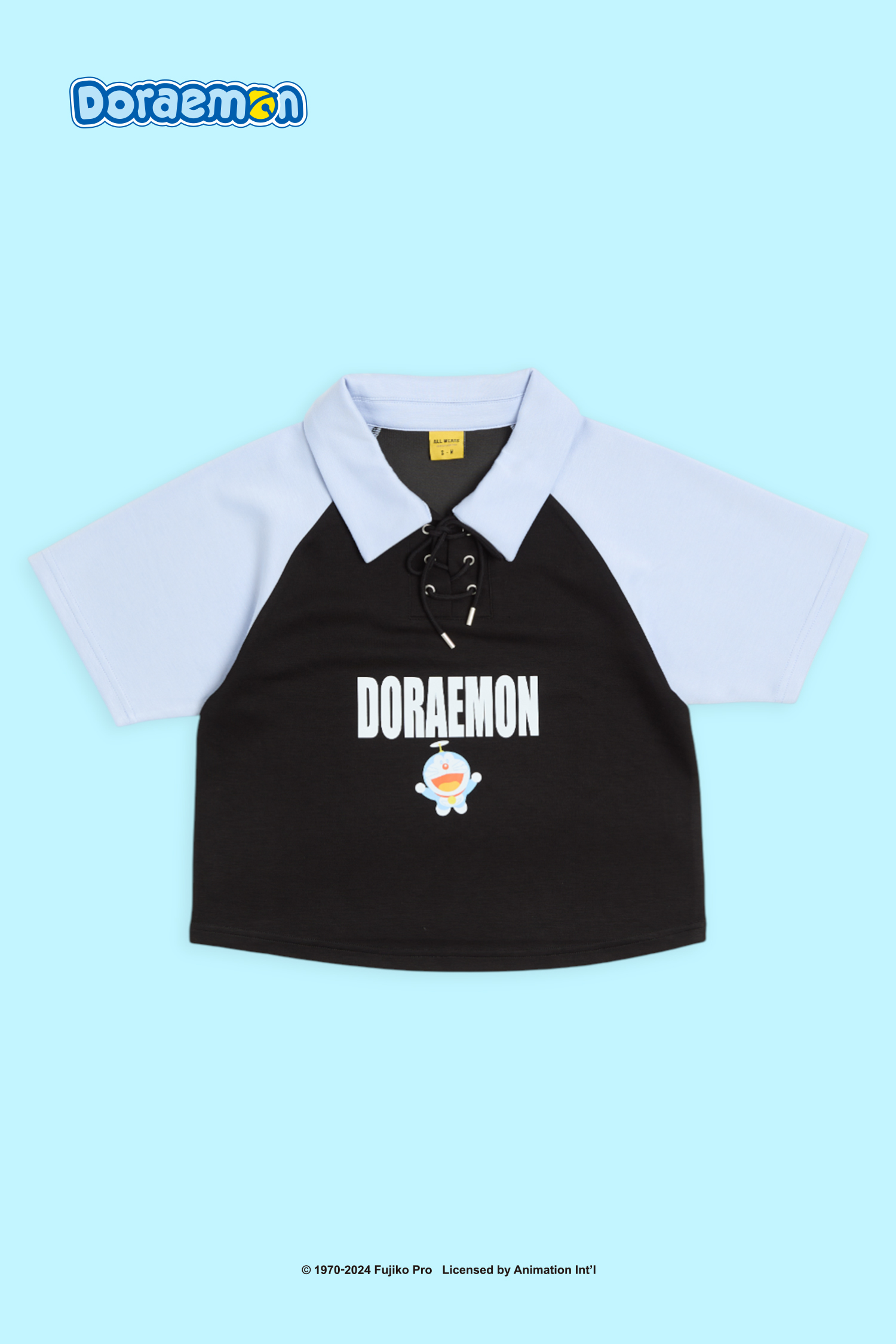 哆啦A夢 綁繩半開襟短袖上衣(女)