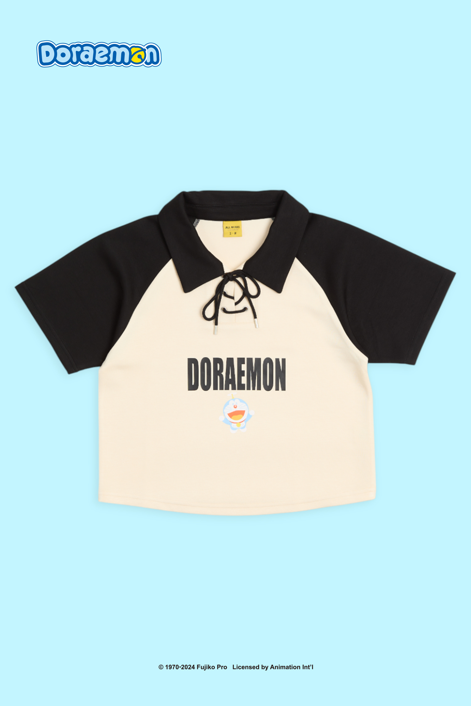 哆啦A夢 綁繩半開襟短袖上衣(女)