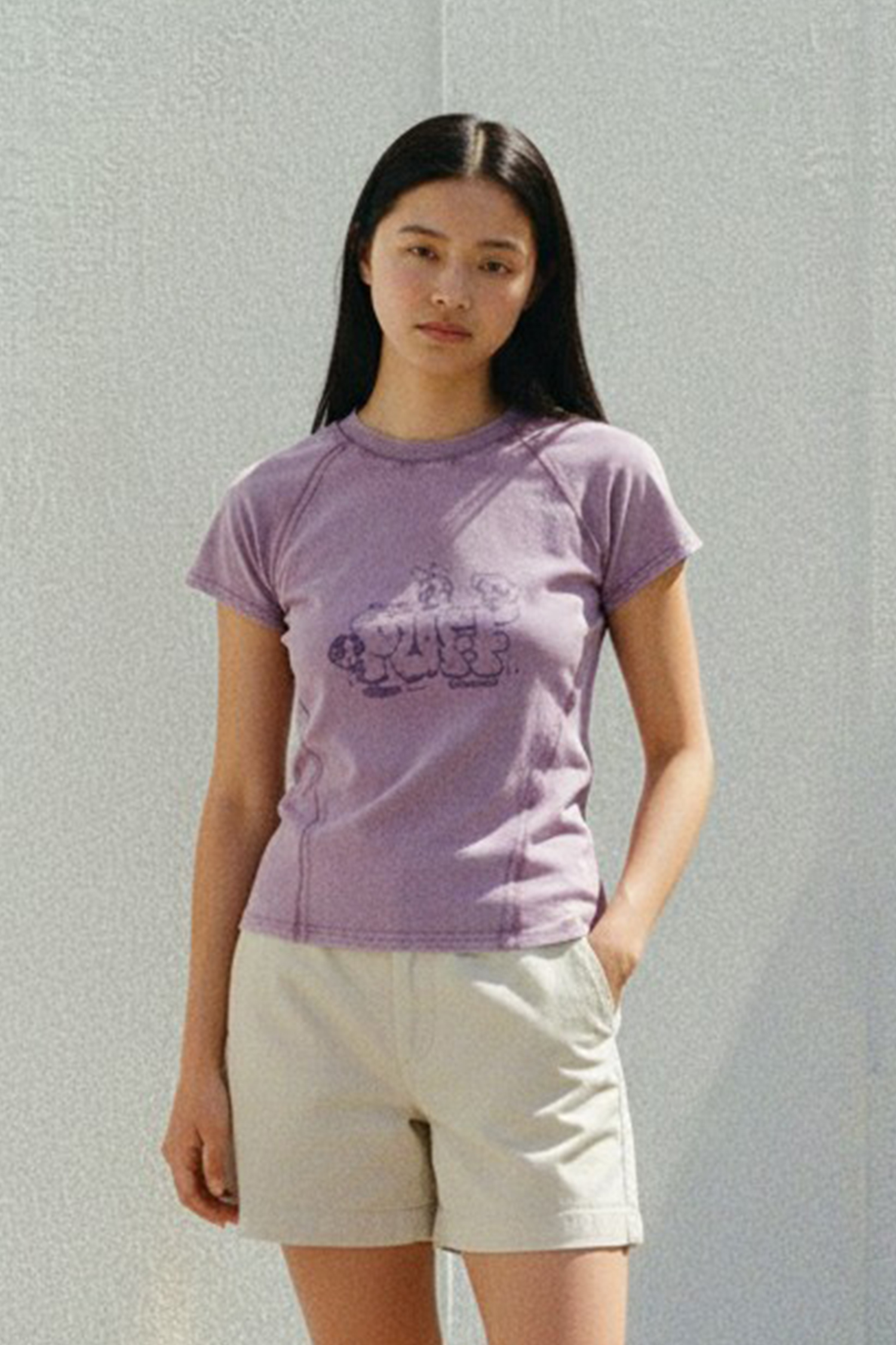 飛天小女警 剪接不收邊短袖上衣(女)