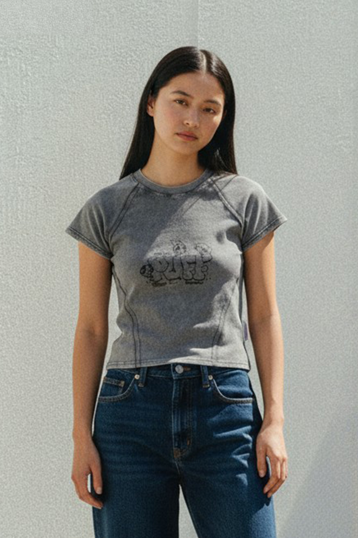 飛天小女警 剪接不收邊短袖上衣(女)