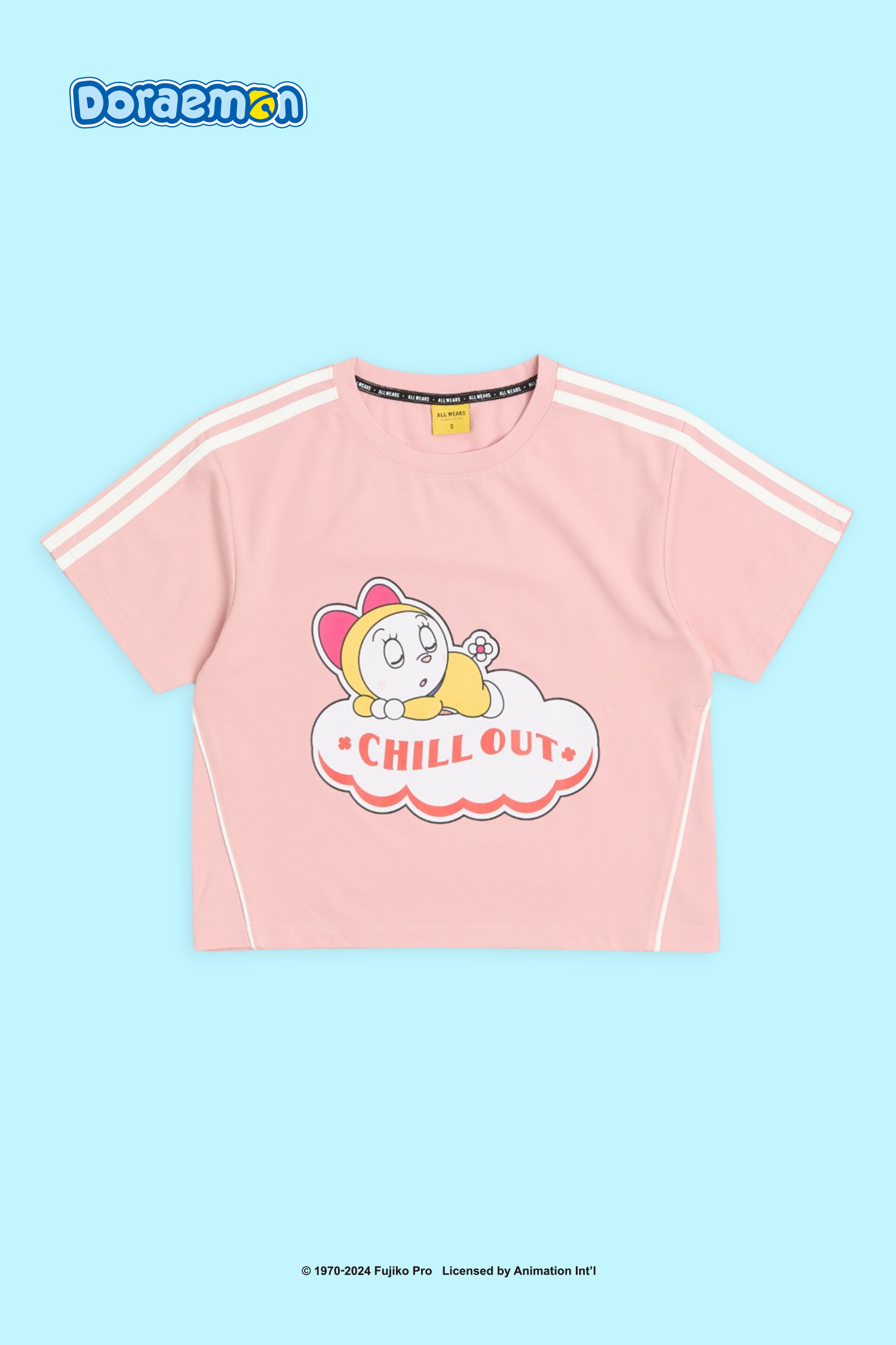 哆啦A夢 哆啦美 壓條短袖上衣(女)