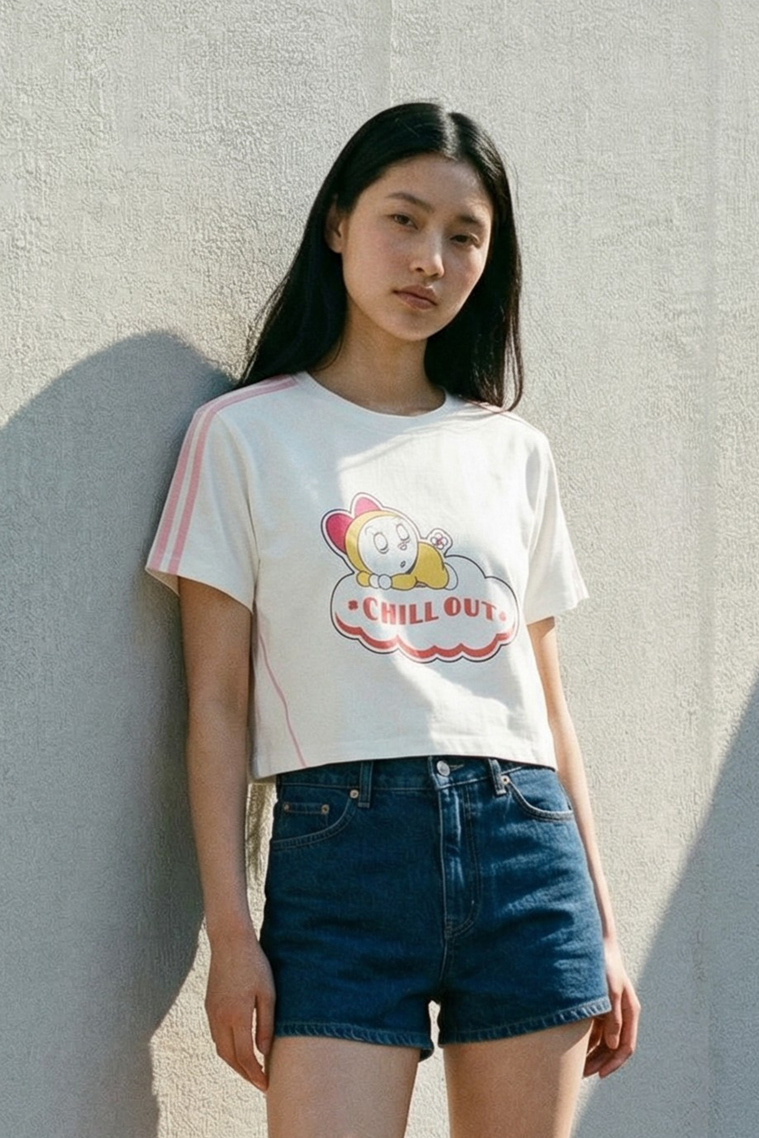 哆啦A夢 哆啦美 壓條短袖上衣(女)