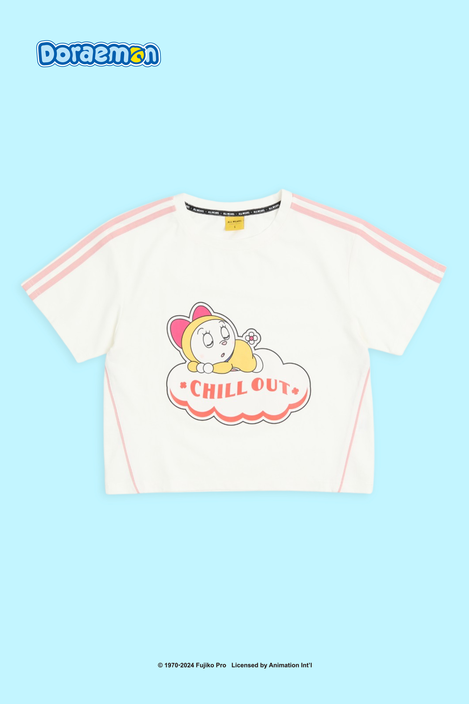 哆啦A夢 哆啦美 壓條短袖上衣(女)