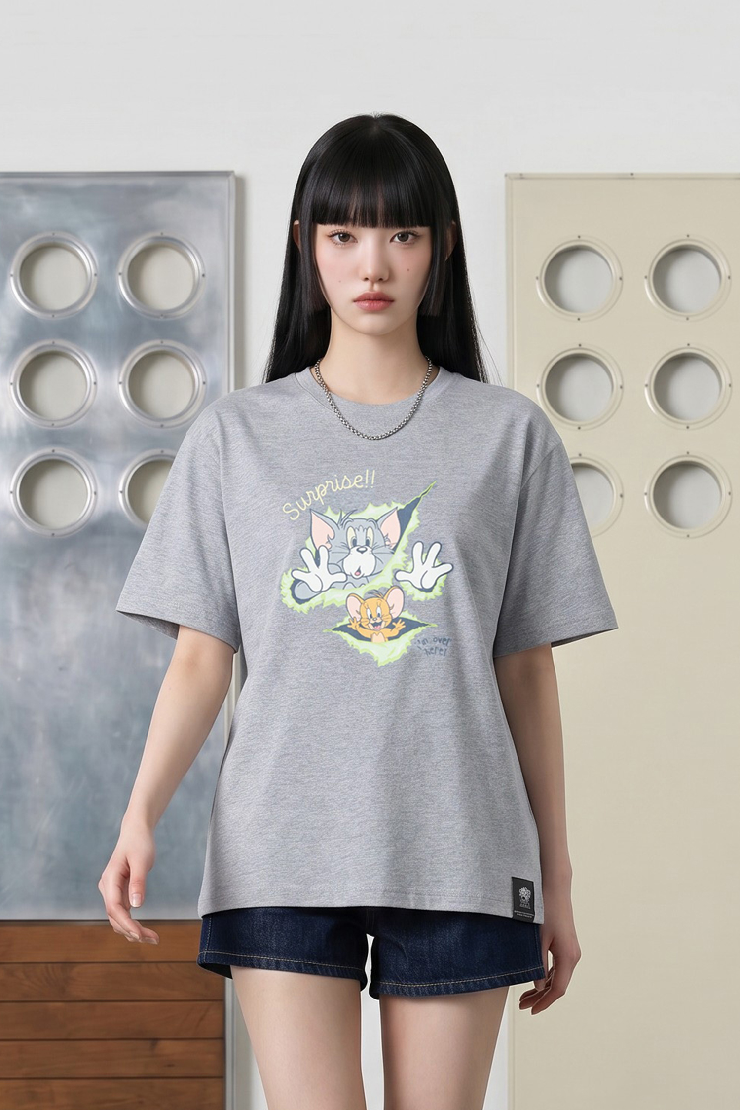 TOM AND JERRY 寬鬆版印花短袖上衣(女)