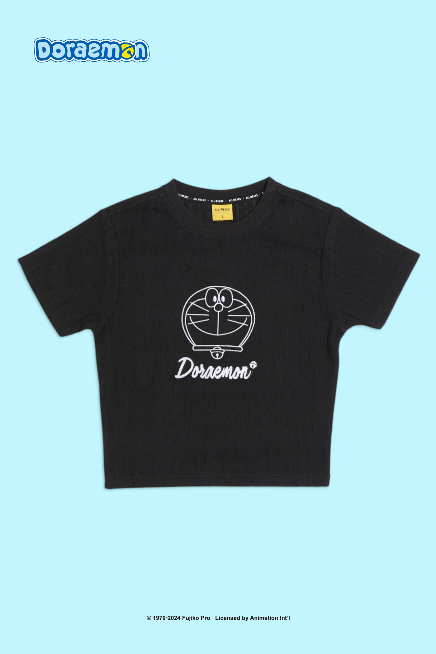 哆啦A夢 針織刺繡短袖上衣(女)