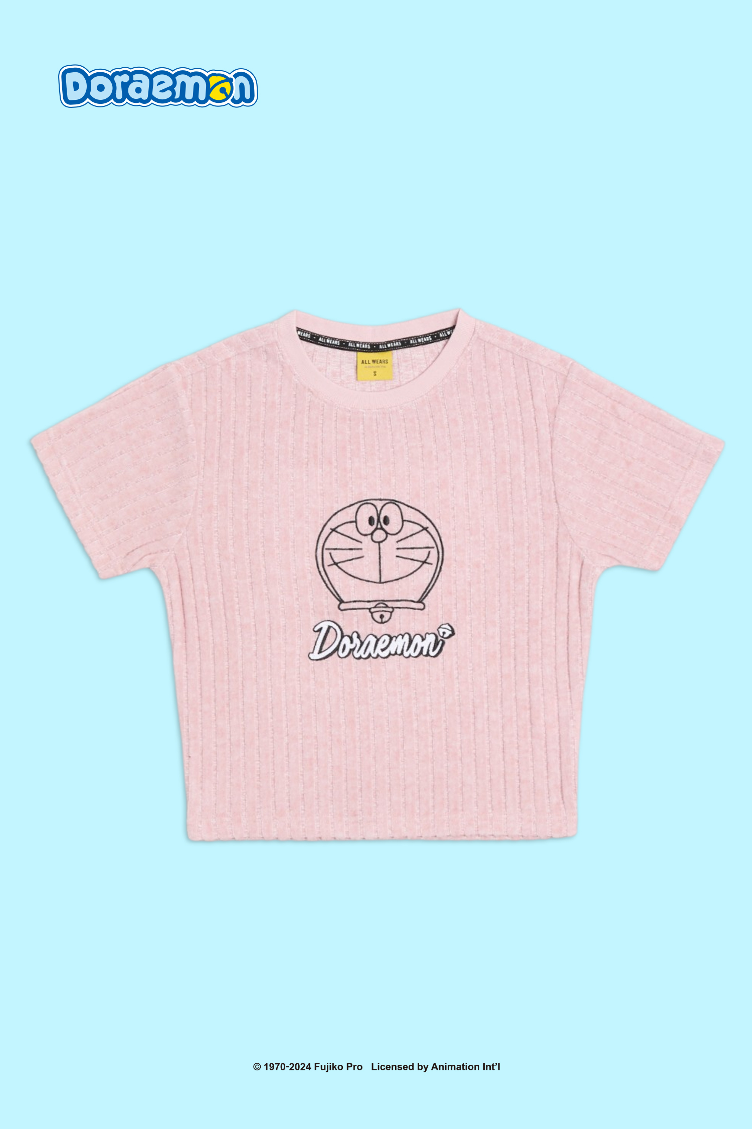 哆啦A夢 針織刺繡短袖上衣(女)