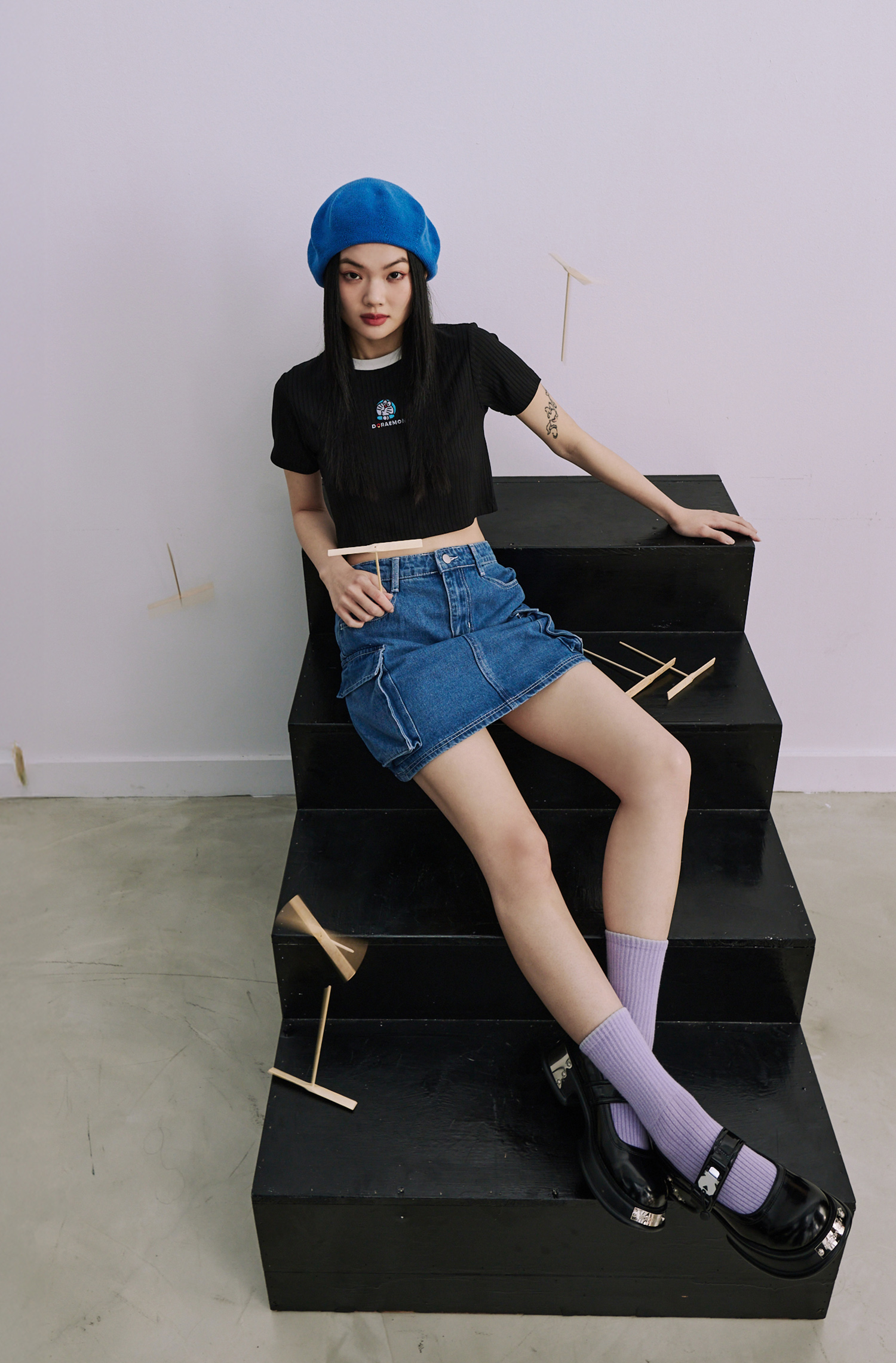 ALL WEARS 明線雙口袋牛仔短裙(女)
