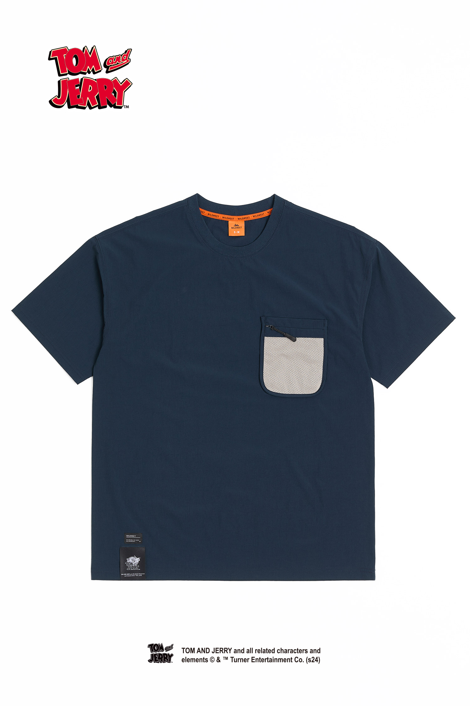 TOM AND JERRY 網布拼接 口袋短袖上衣