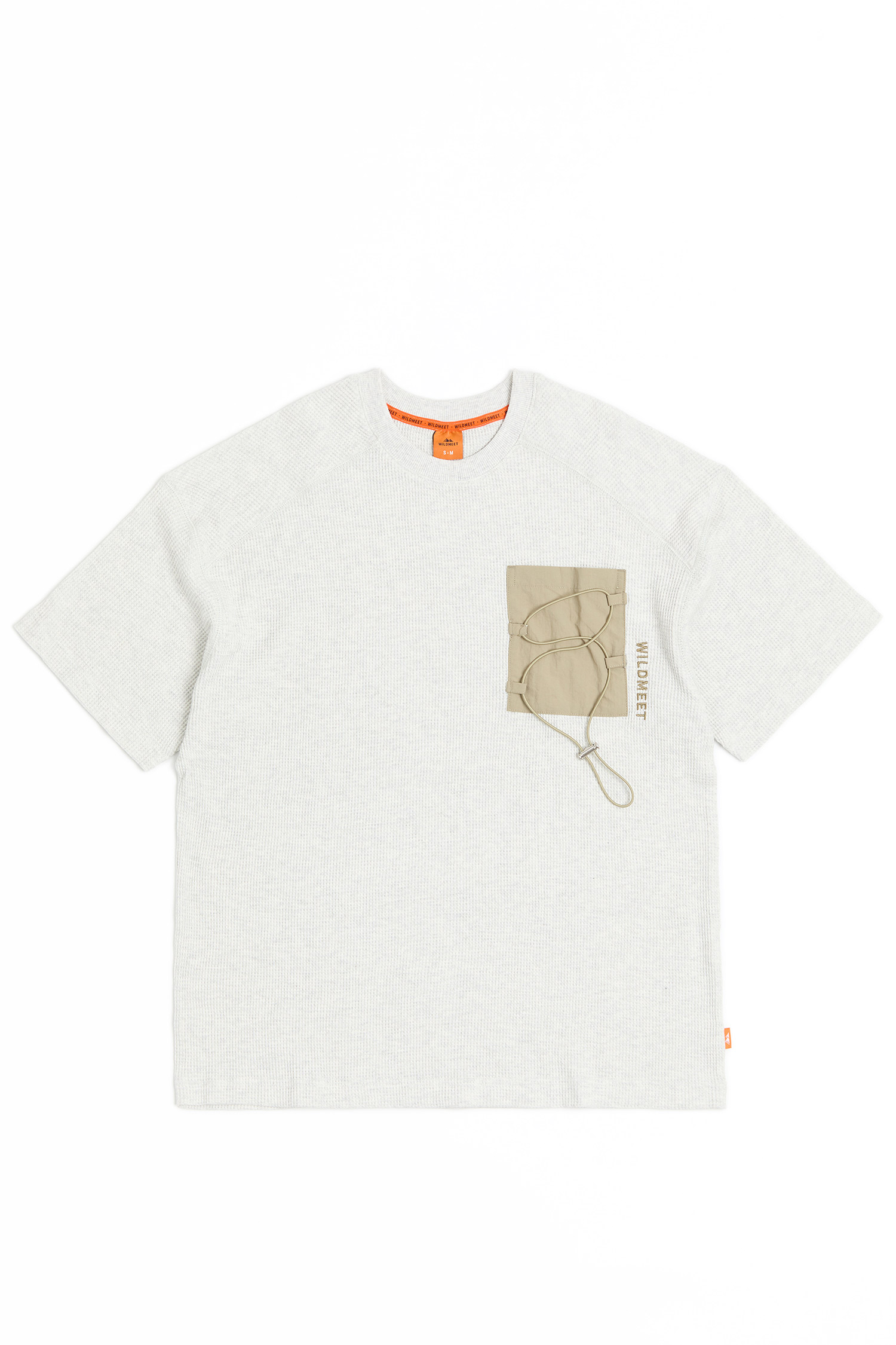 華夫格 綁繩口袋短袖上衣