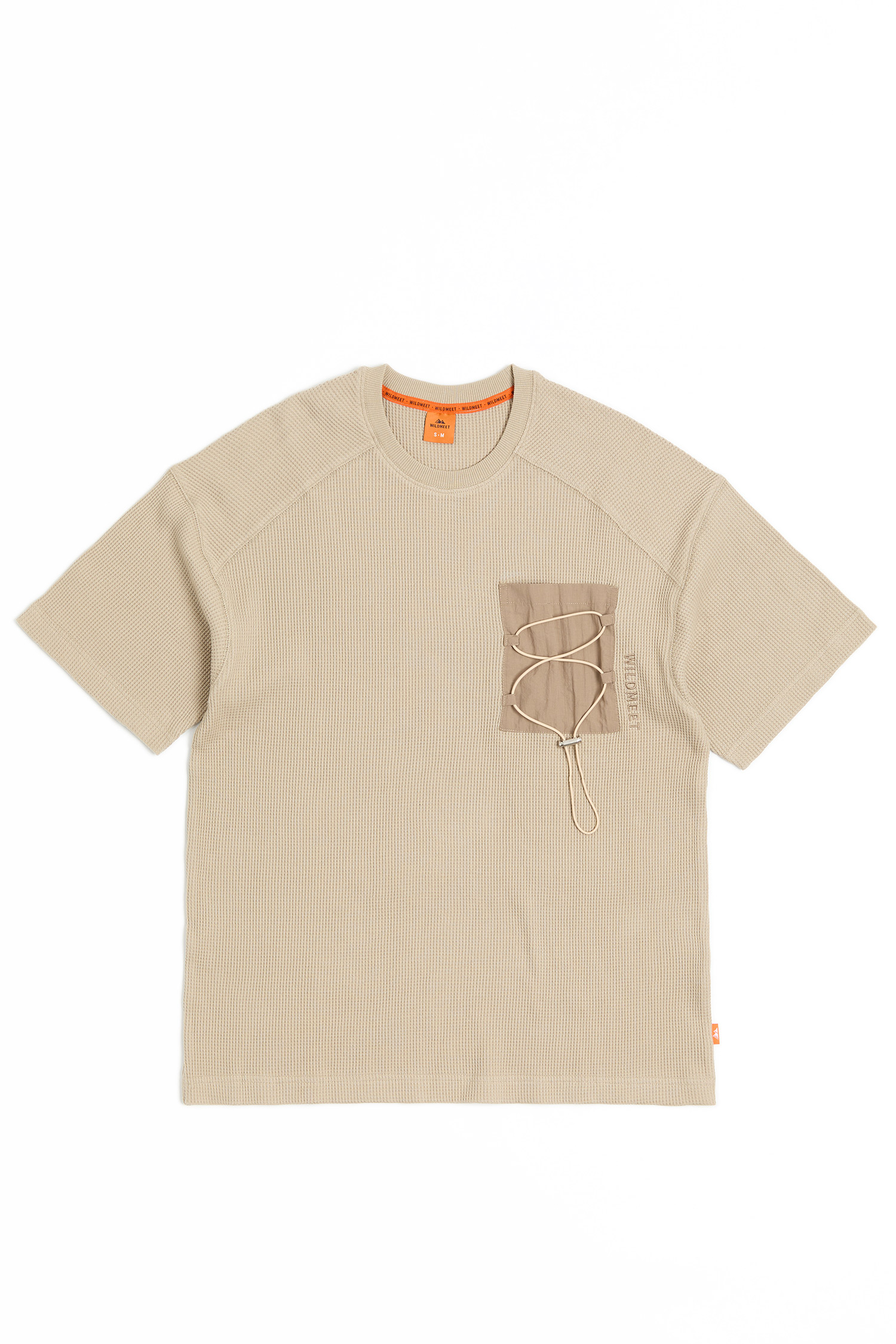 華夫格 綁繩口袋短袖上衣