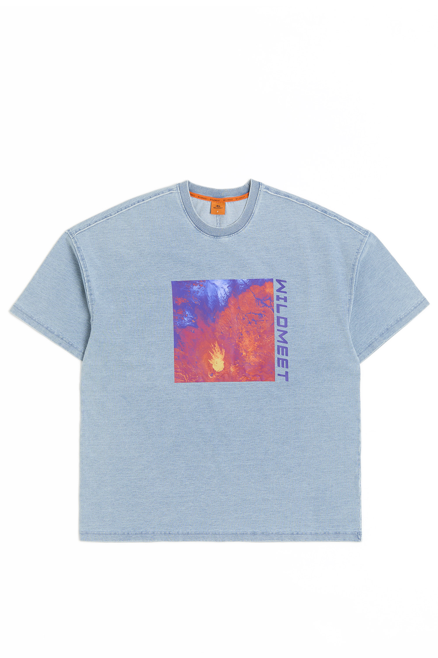 火山熱成像 牛仔短袖上衣(寬版)