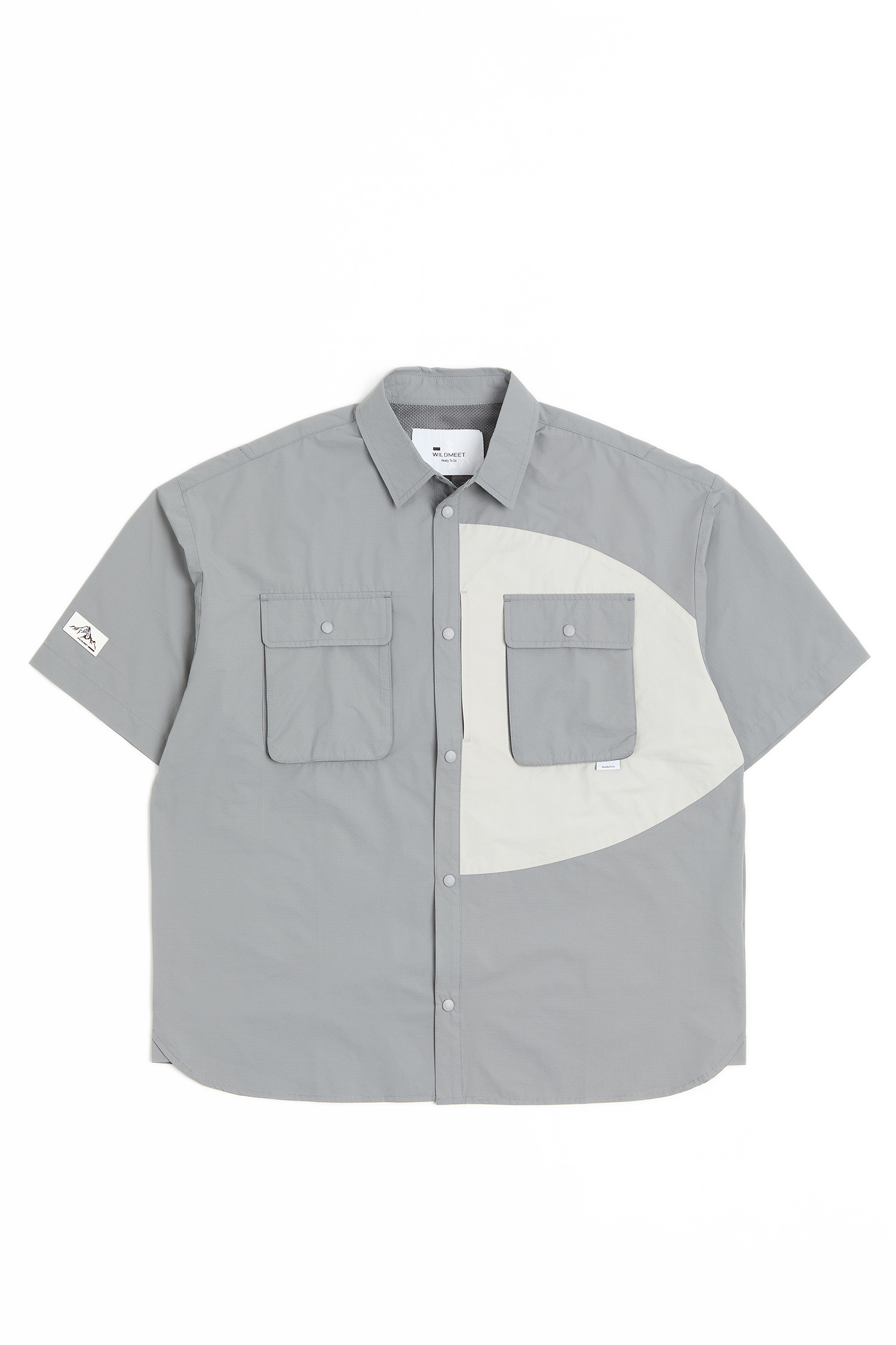 拼色口袋 輕量機能短袖襯衫