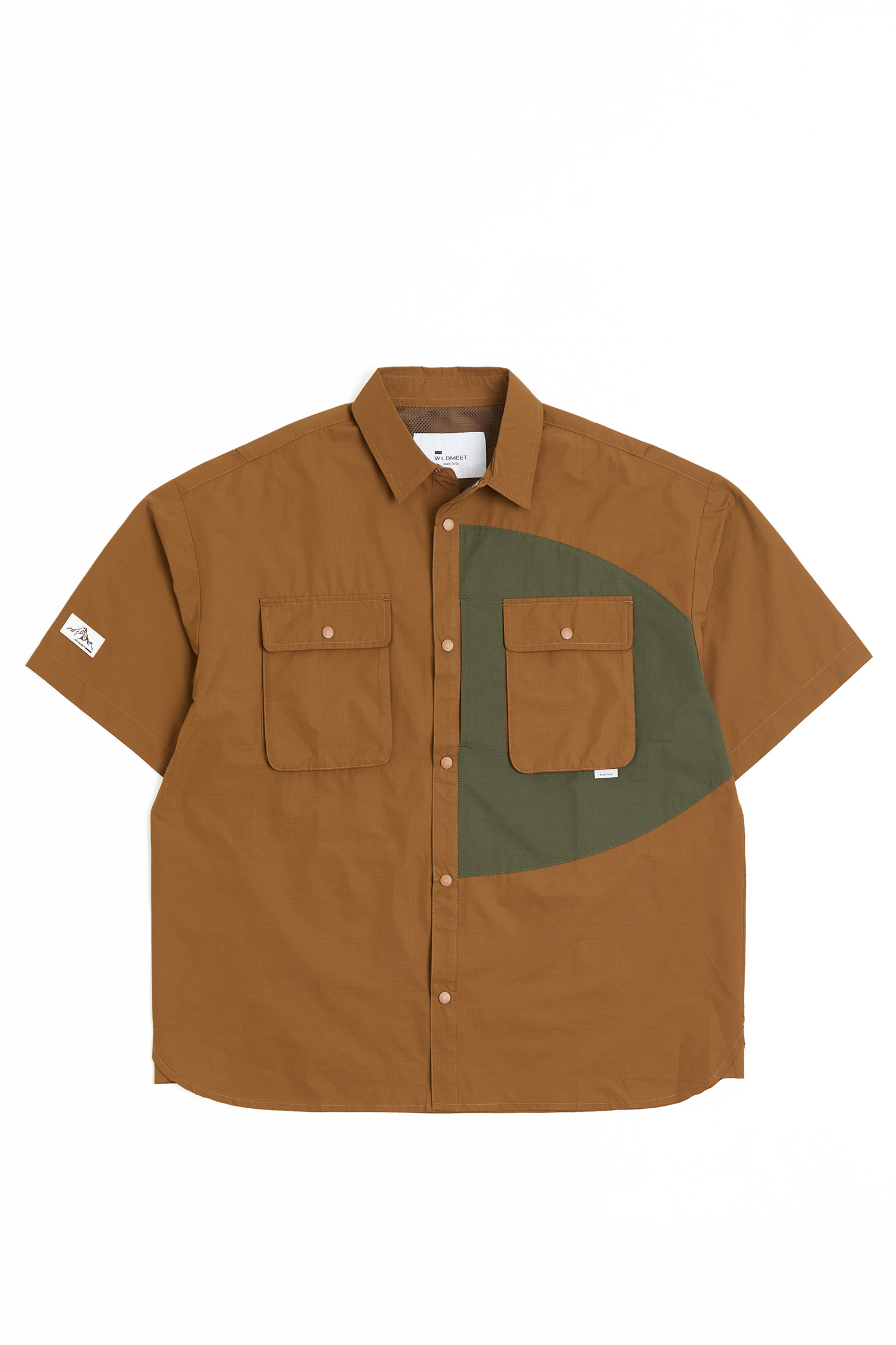 拼色口袋 輕量機能短袖襯衫