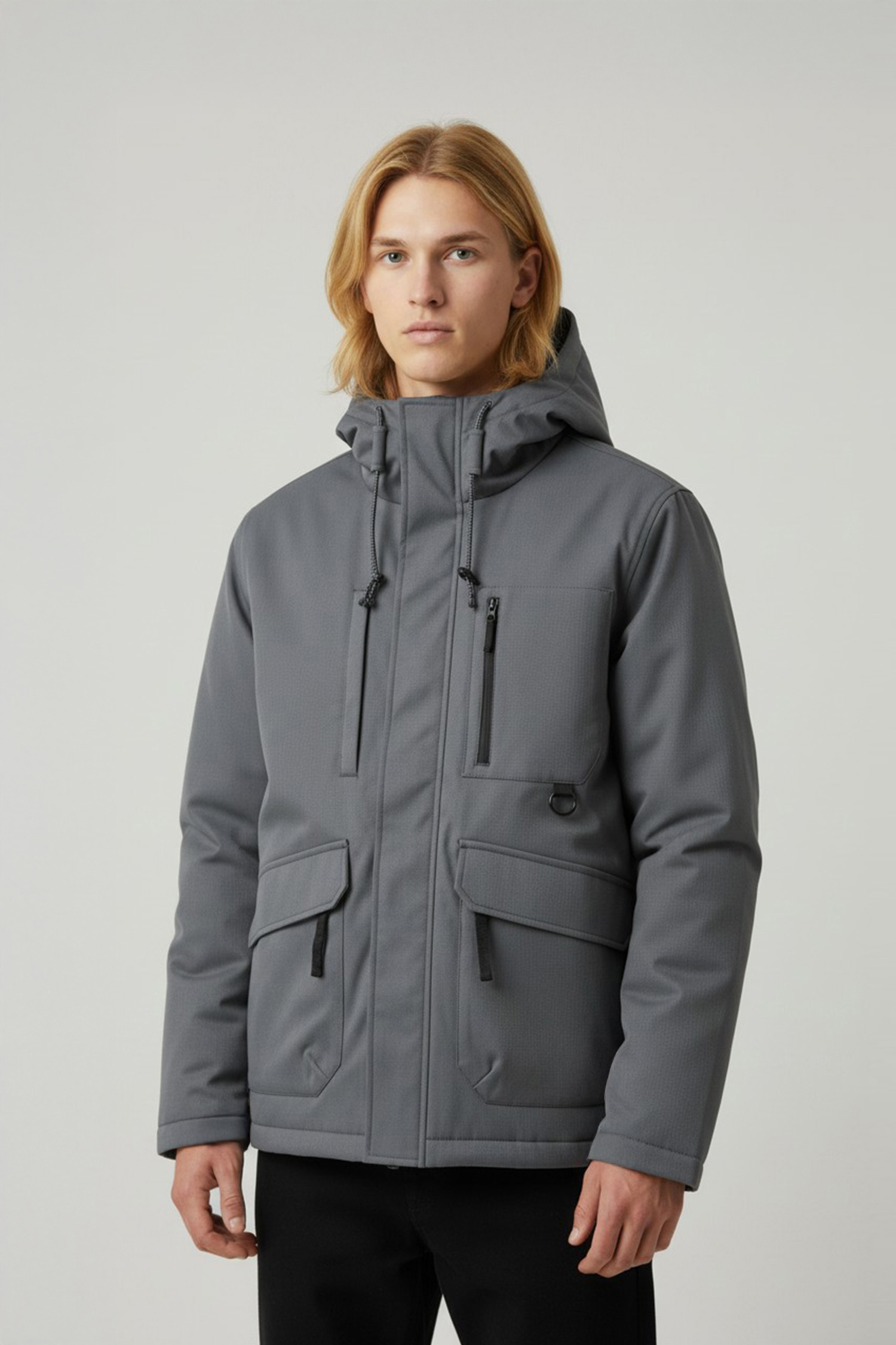 立體條紋 抗風機能鋪棉外套