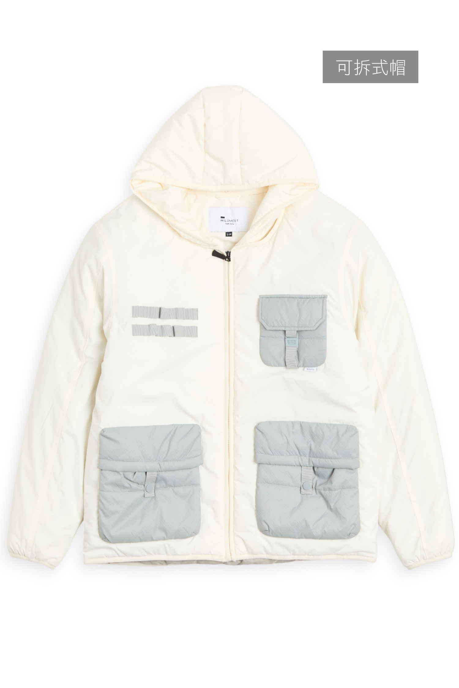 二用式 機能多口袋鋪棉外套(可收帽)