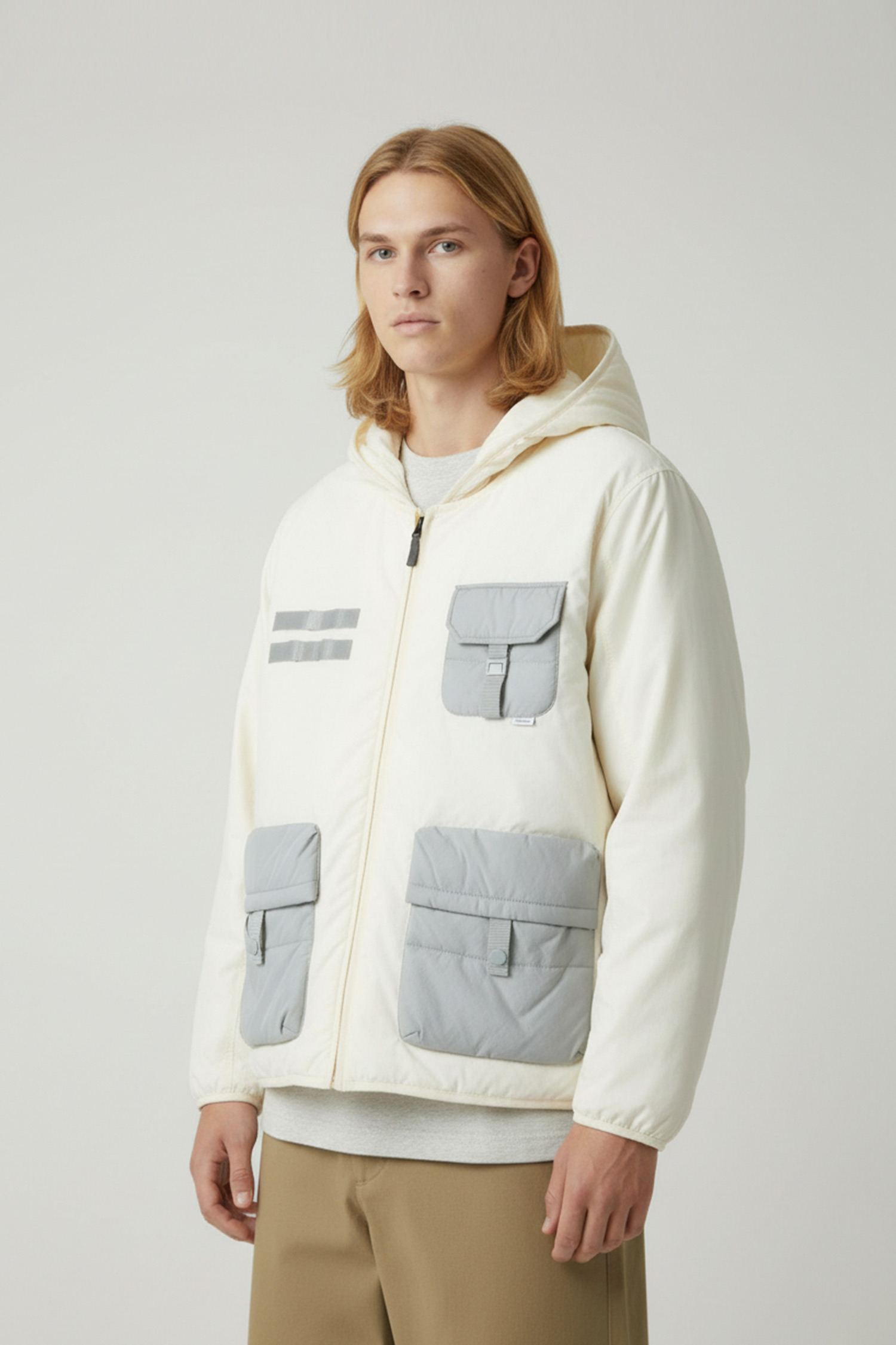 二用式 機能多口袋鋪棉外套(可收帽)