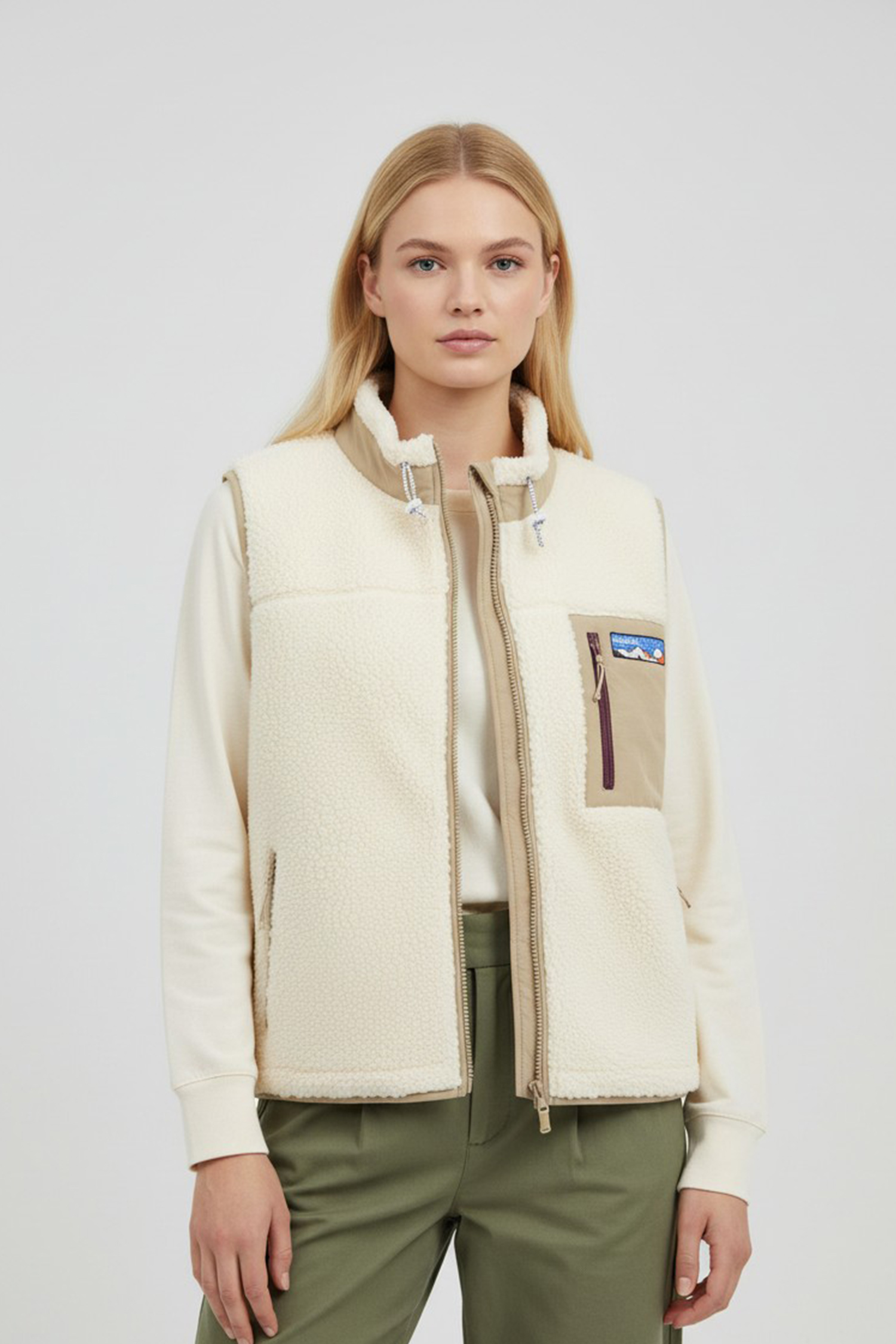 破曉山脊 拼接毛絨保暖背心