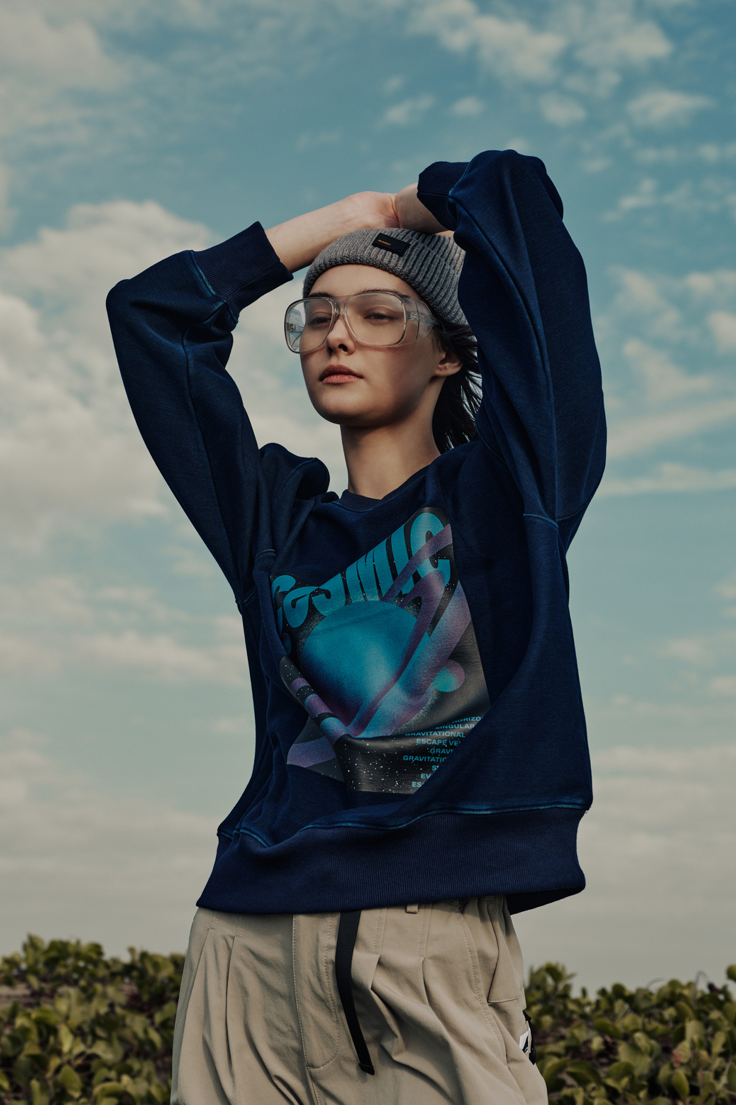 宇宙無限大 水洗刷毛長袖上衣