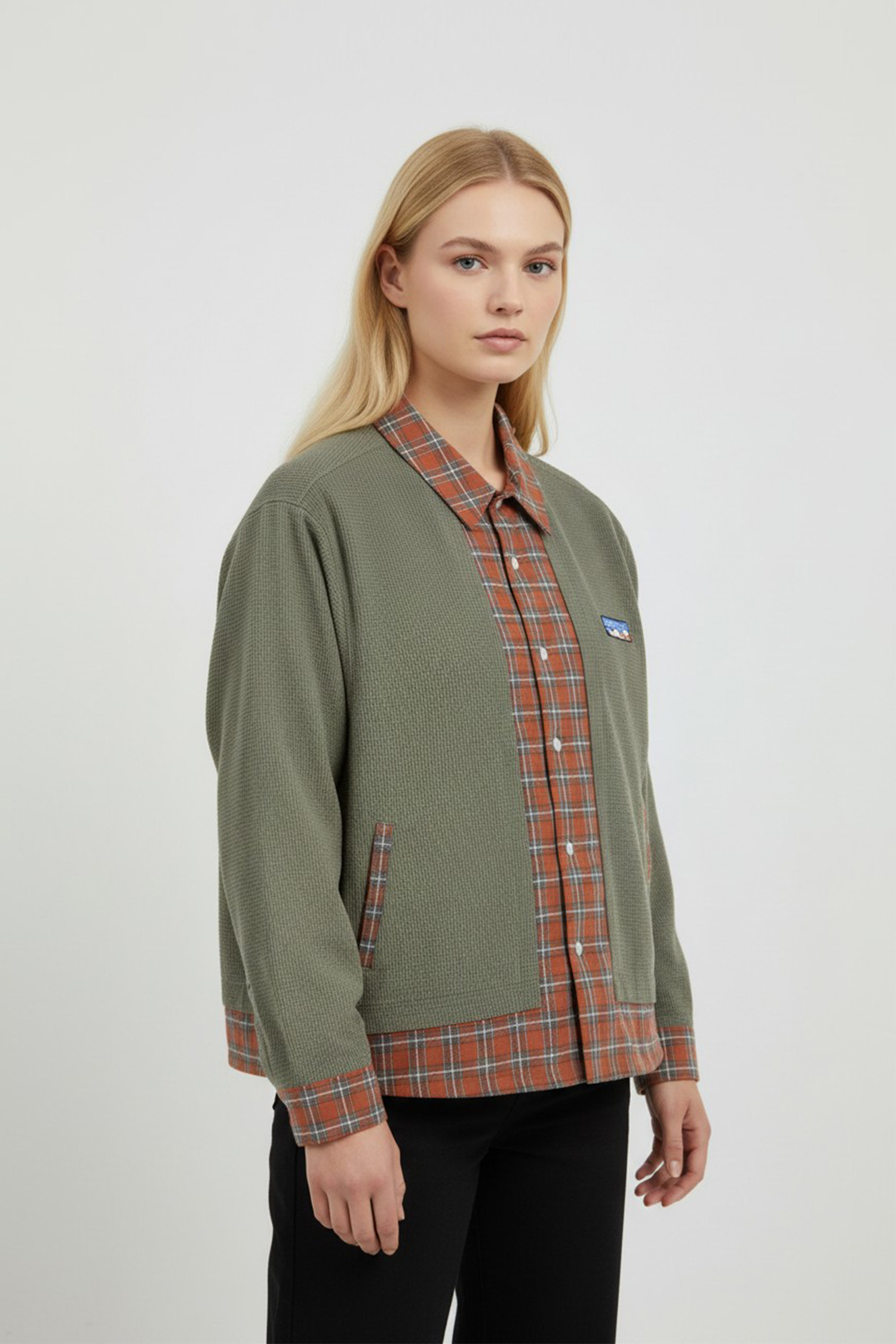 山系古著感 格紋機能保暖外套