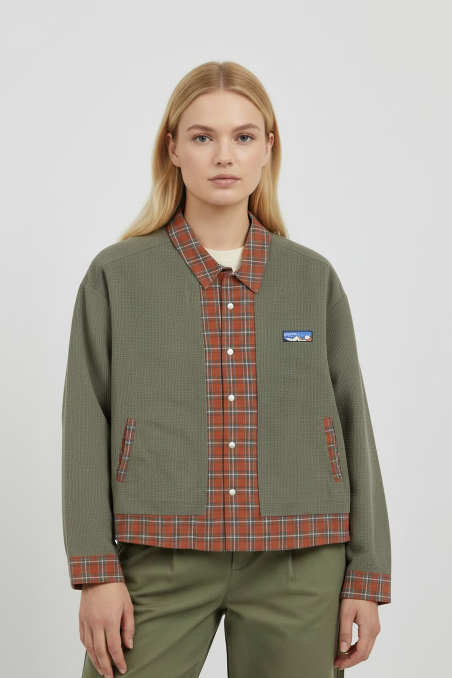 山系古著感 格紋機能保暖外套