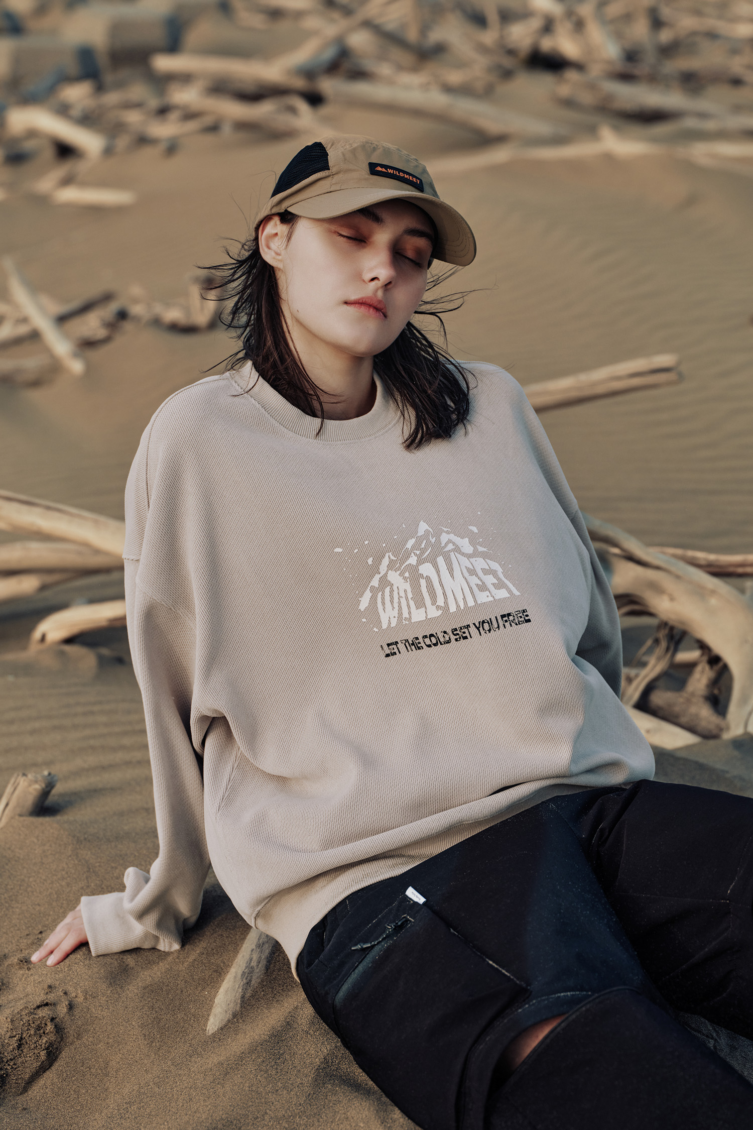 無懼無畏 棉絨豎斜織紋長袖上衣