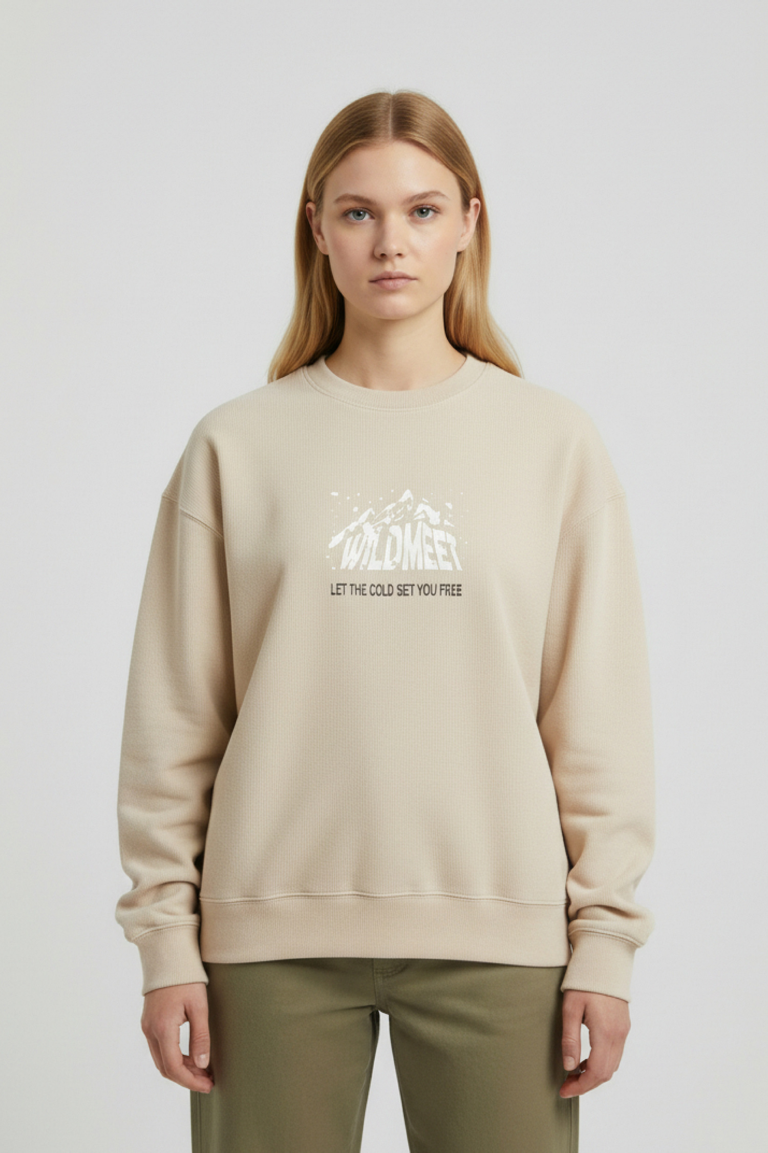 無懼無畏 棉絨豎斜織紋長袖上衣