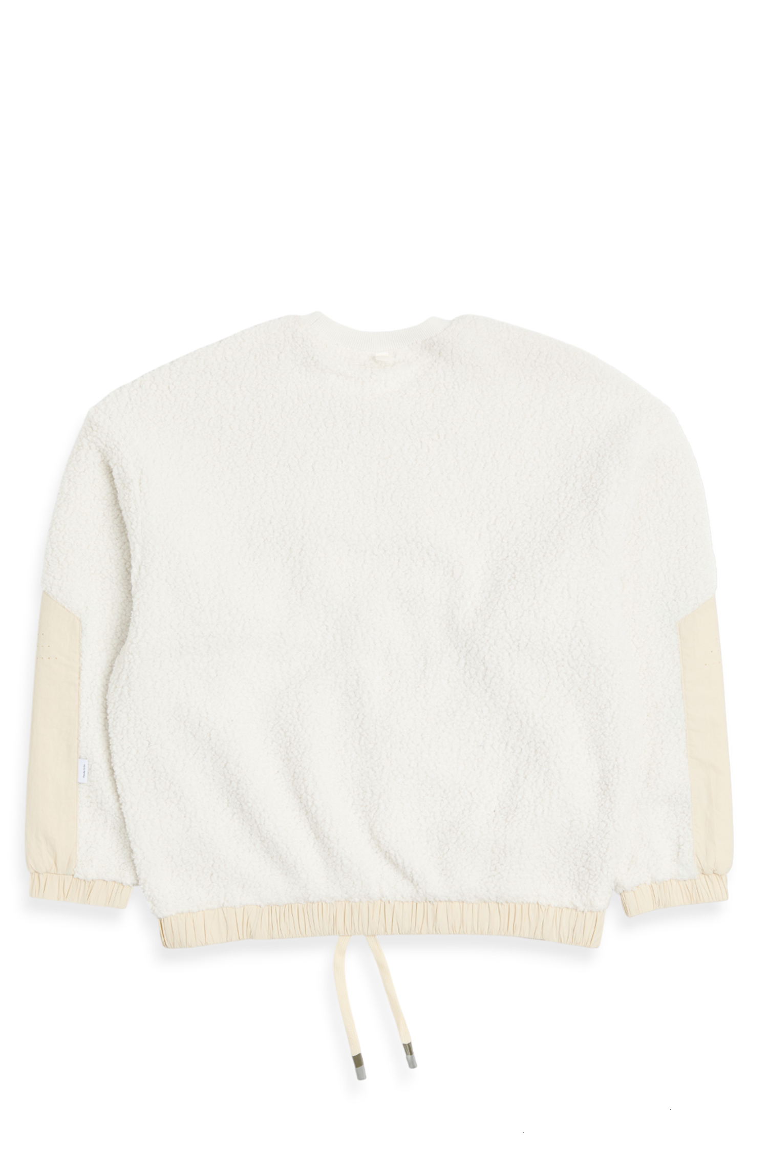 拼接貼袋 毛絨圓領長袖上衣