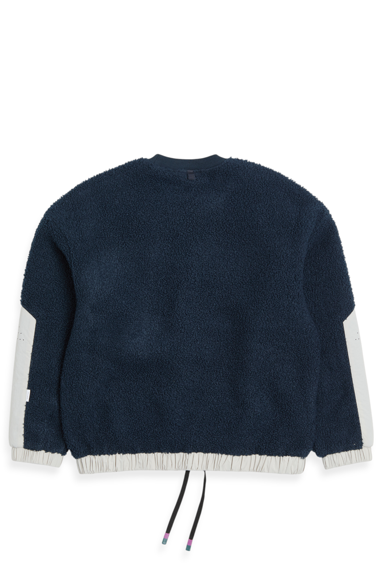 拼接貼袋 毛絨圓領長袖上衣