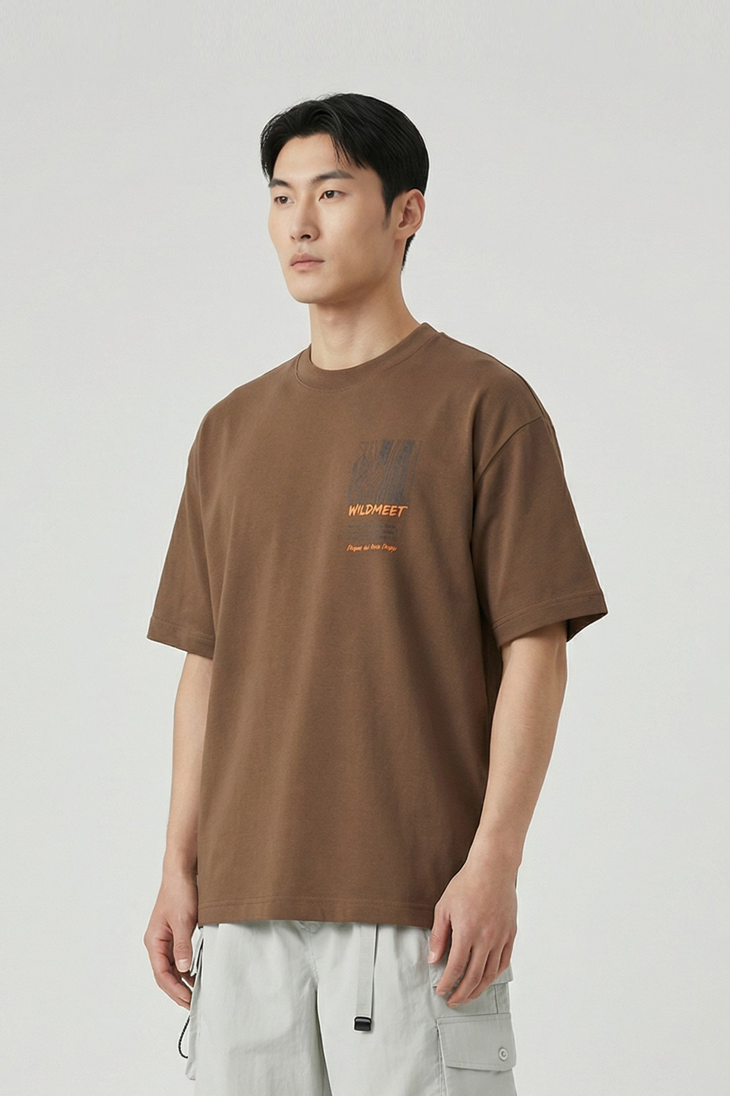 斜紋雙面木紋詩短袖上衣