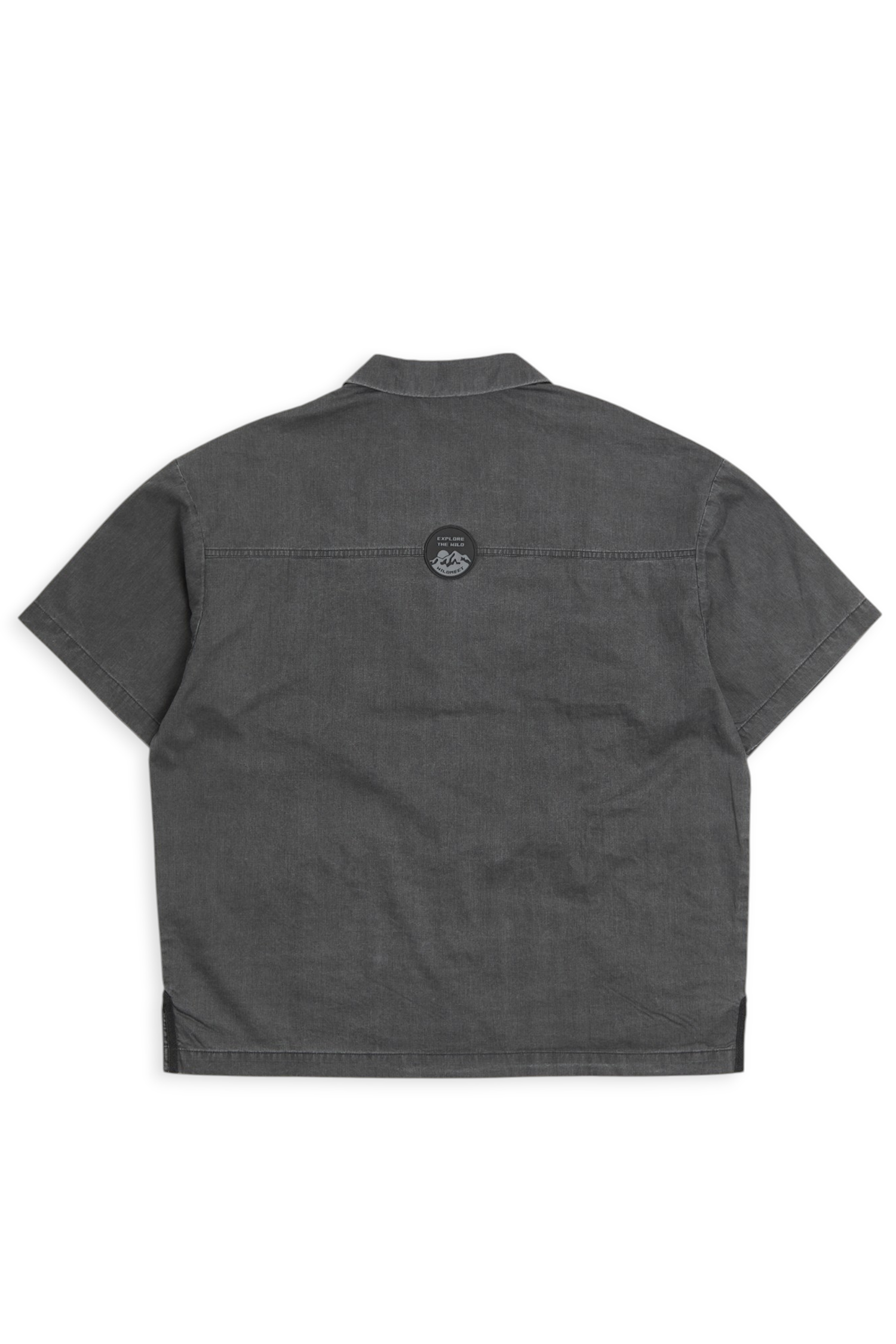 刷白斜紋口袋短袖襯衫