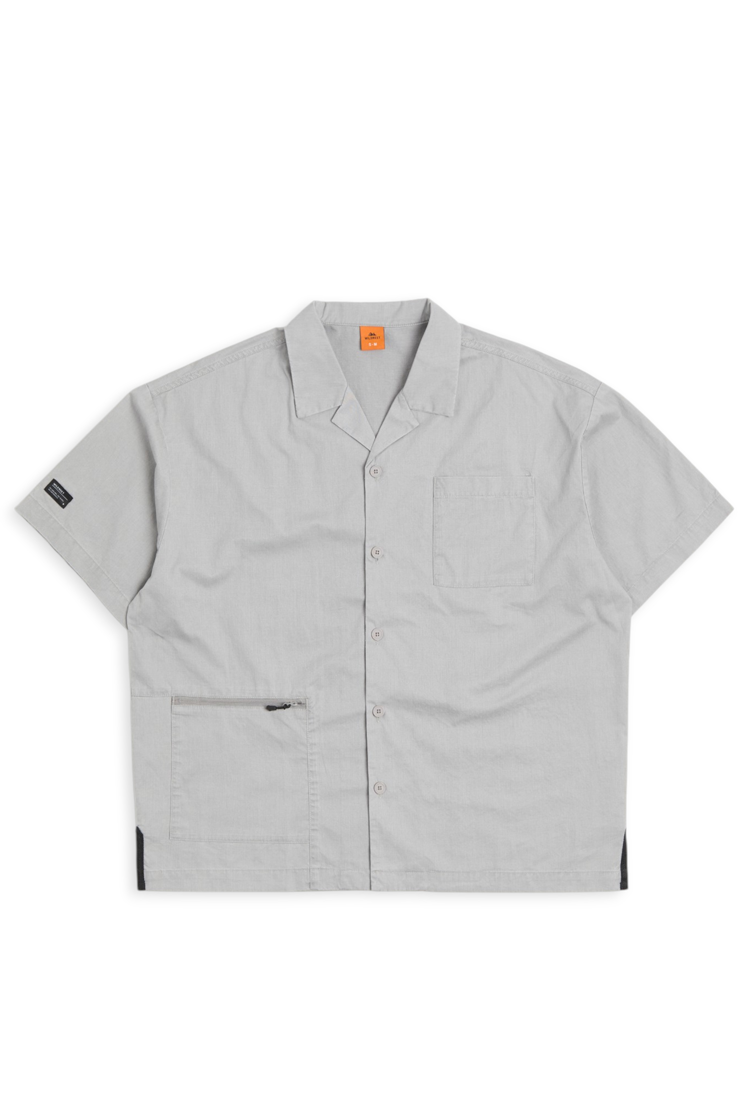 刷白斜紋口袋短袖襯衫