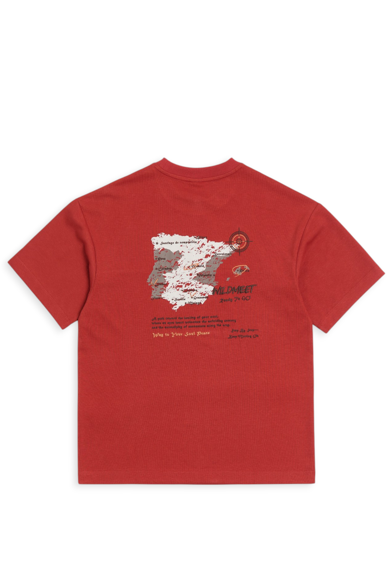 標記地圖印繡短袖上衣