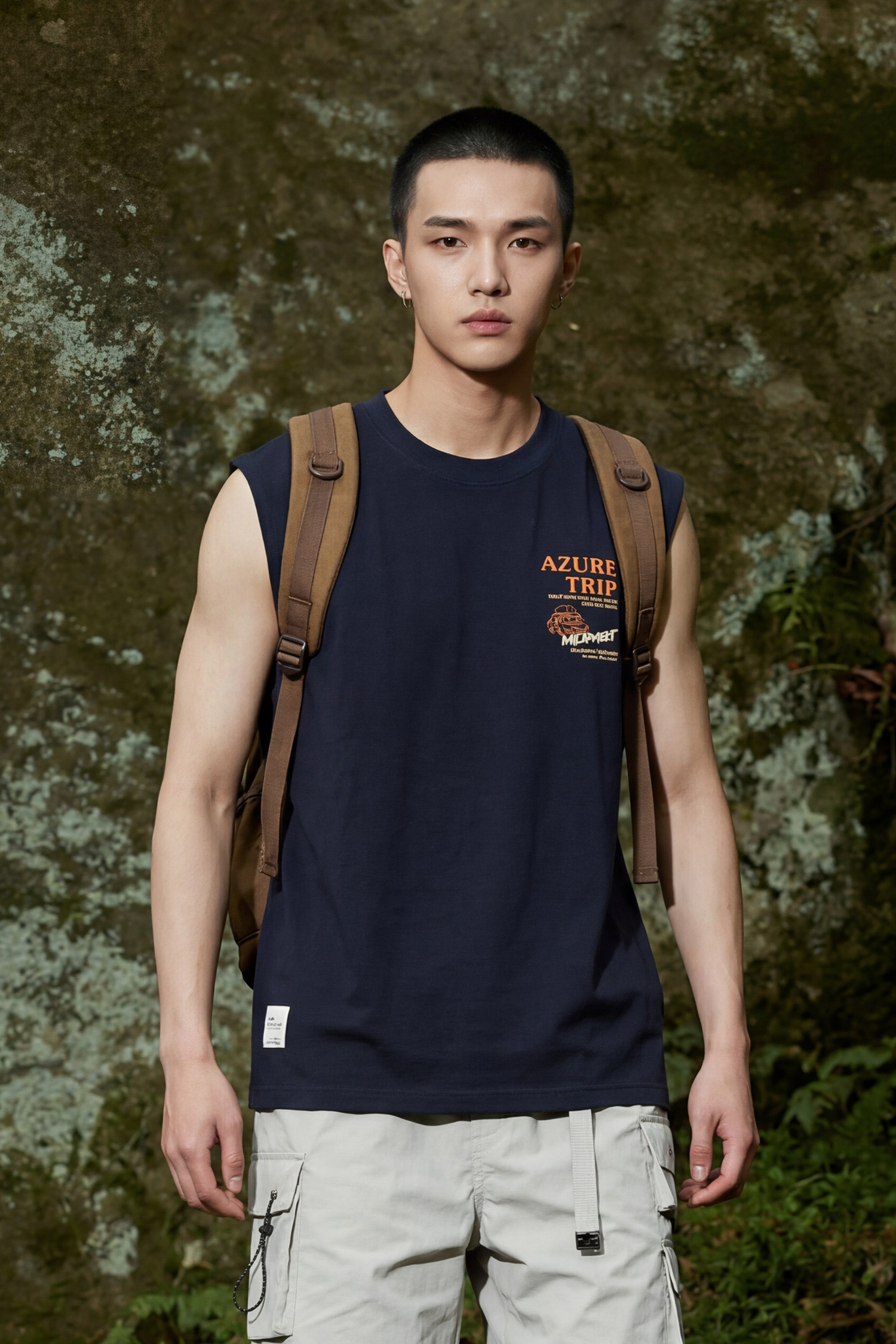 海岸速乾雙色無袖上衣