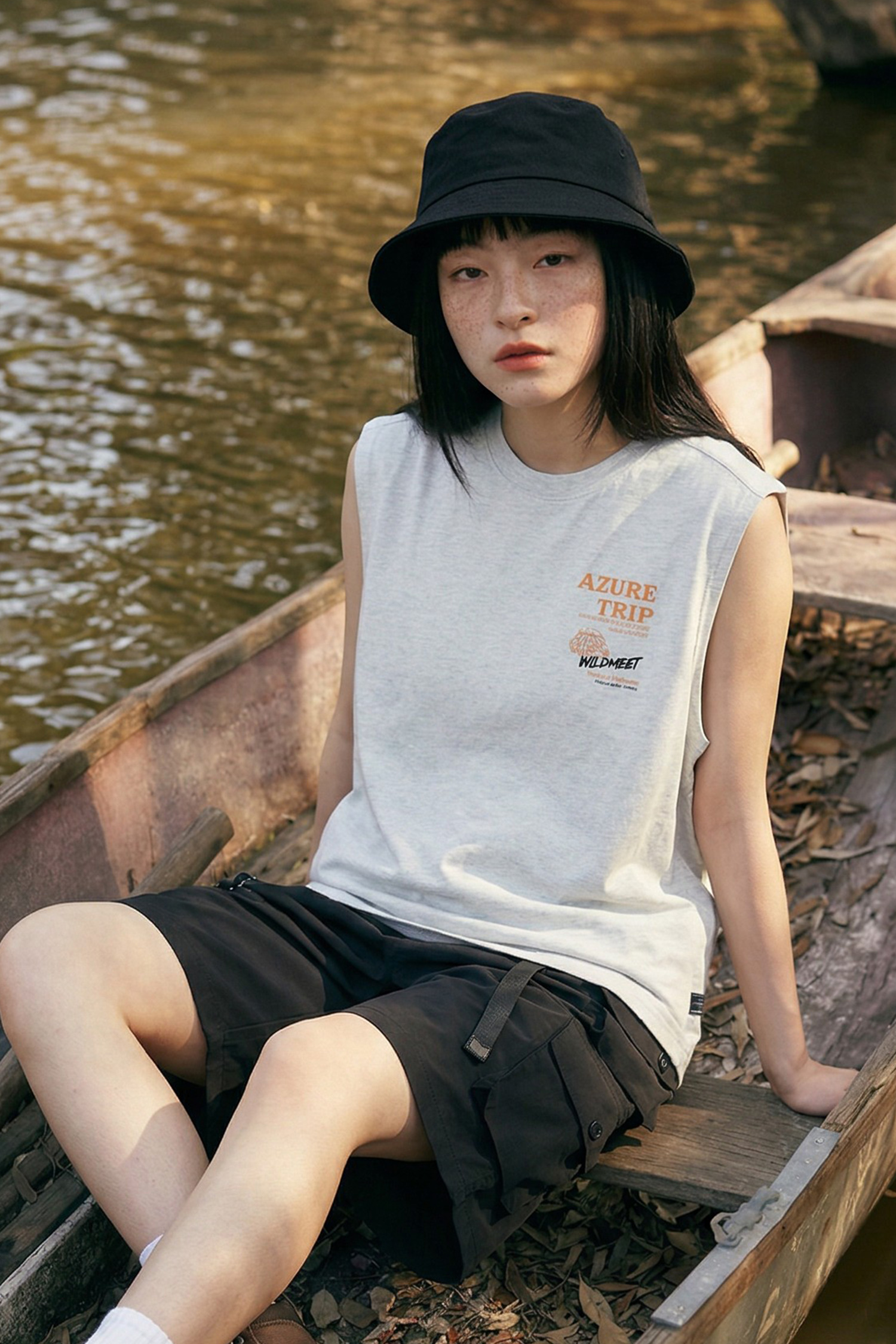 海岸速乾雙色無袖上衣