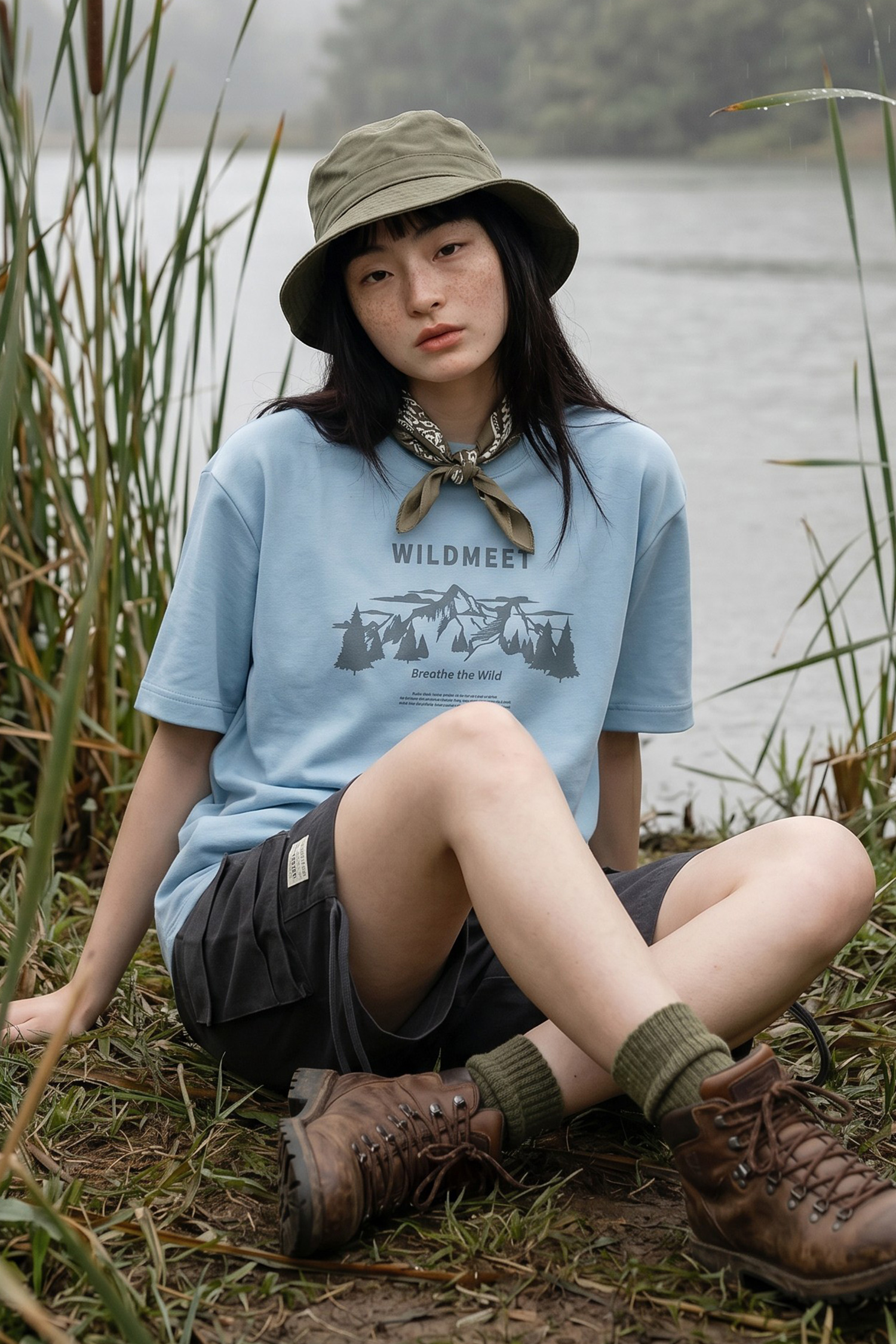 織紋山林氣息短袖上衣