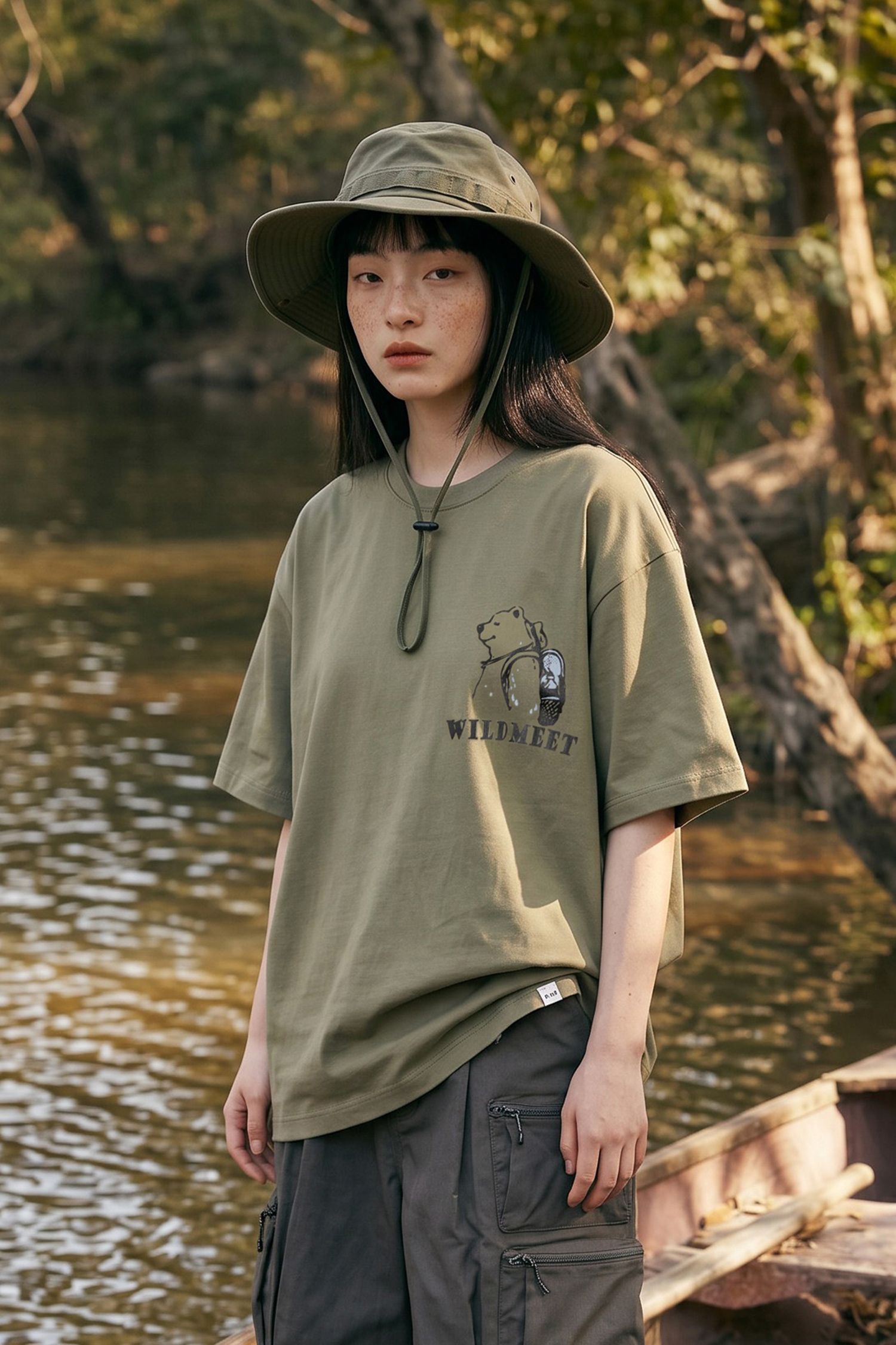 荒野同路 瞬涼細格紋彈性短袖上衣