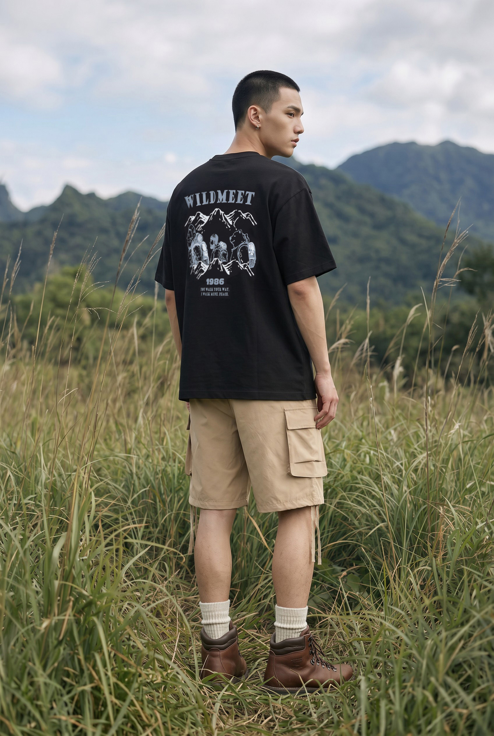 荒野同路 瞬涼細格紋彈性短袖上衣