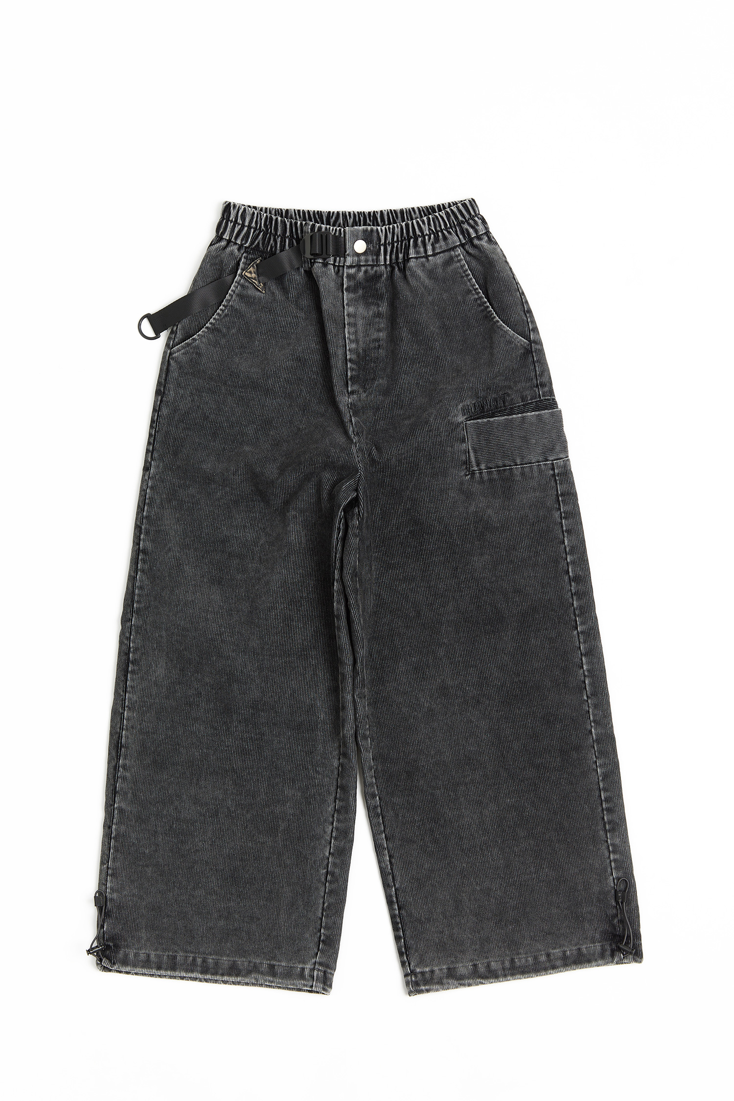 側口袋 洗舊感燈芯絨寬褲