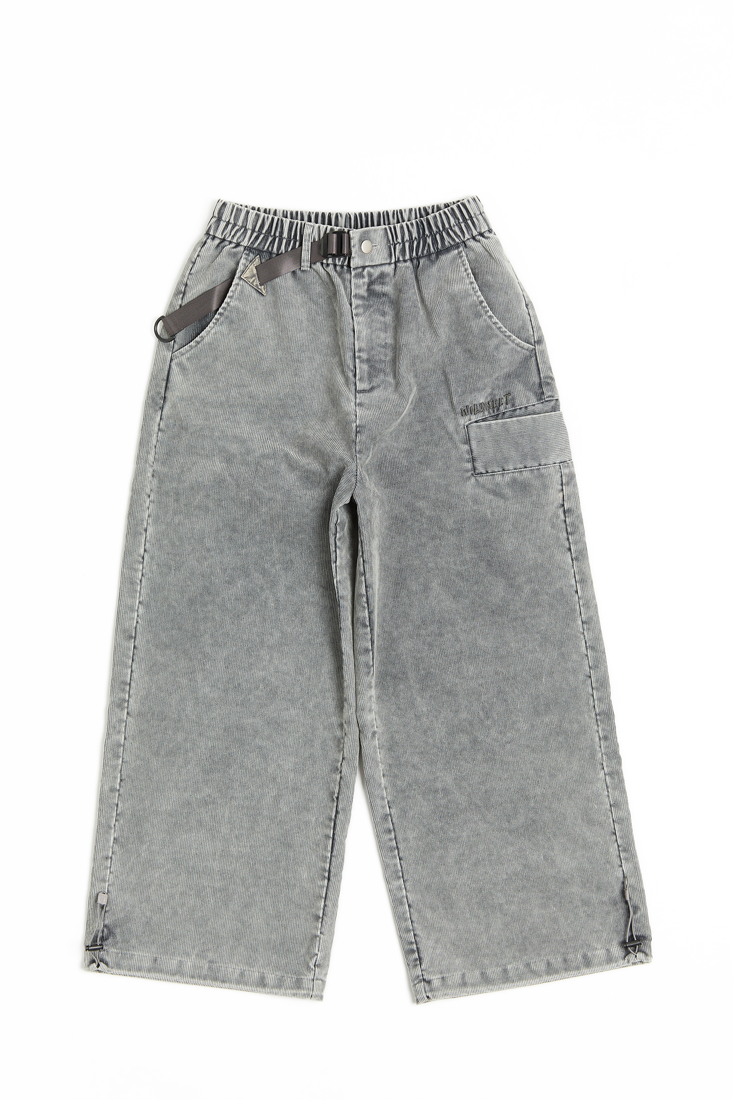 側口袋 洗舊感燈芯絨寬褲