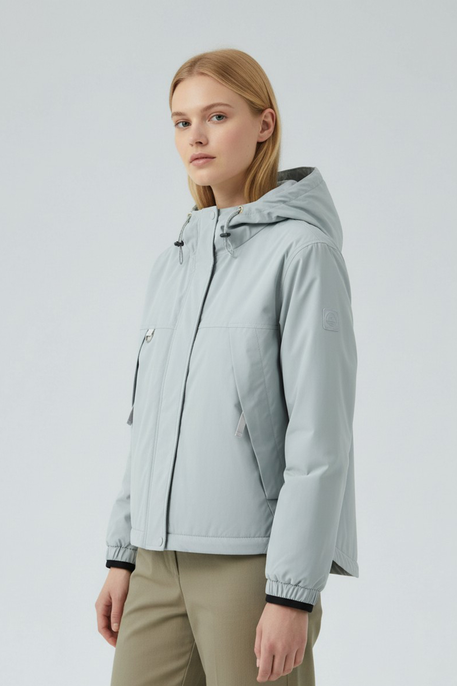 機能防潑水 短版鋪棉外套(女)