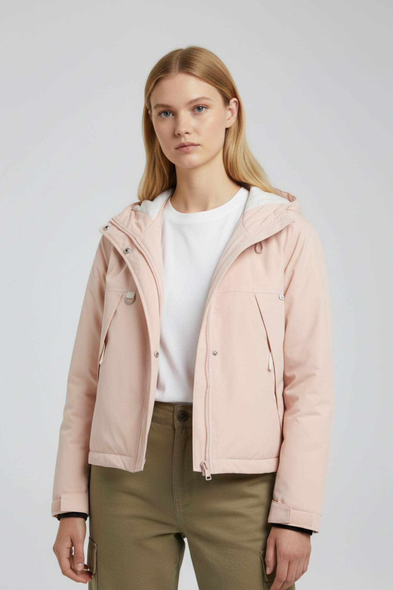 機能防潑水 短版鋪棉外套(女)