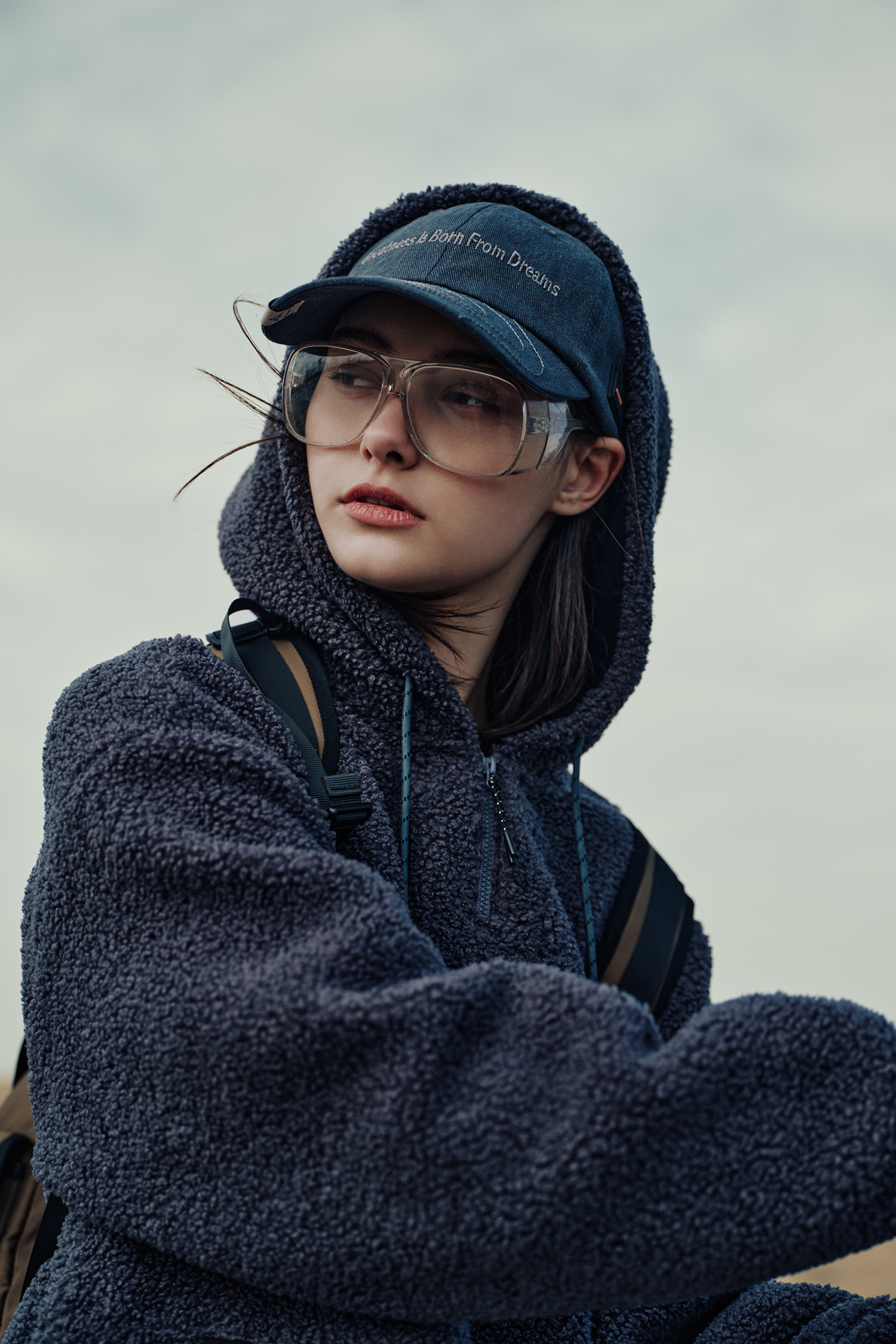 連帽開襟 刷毛保暖長袖上衣(女)