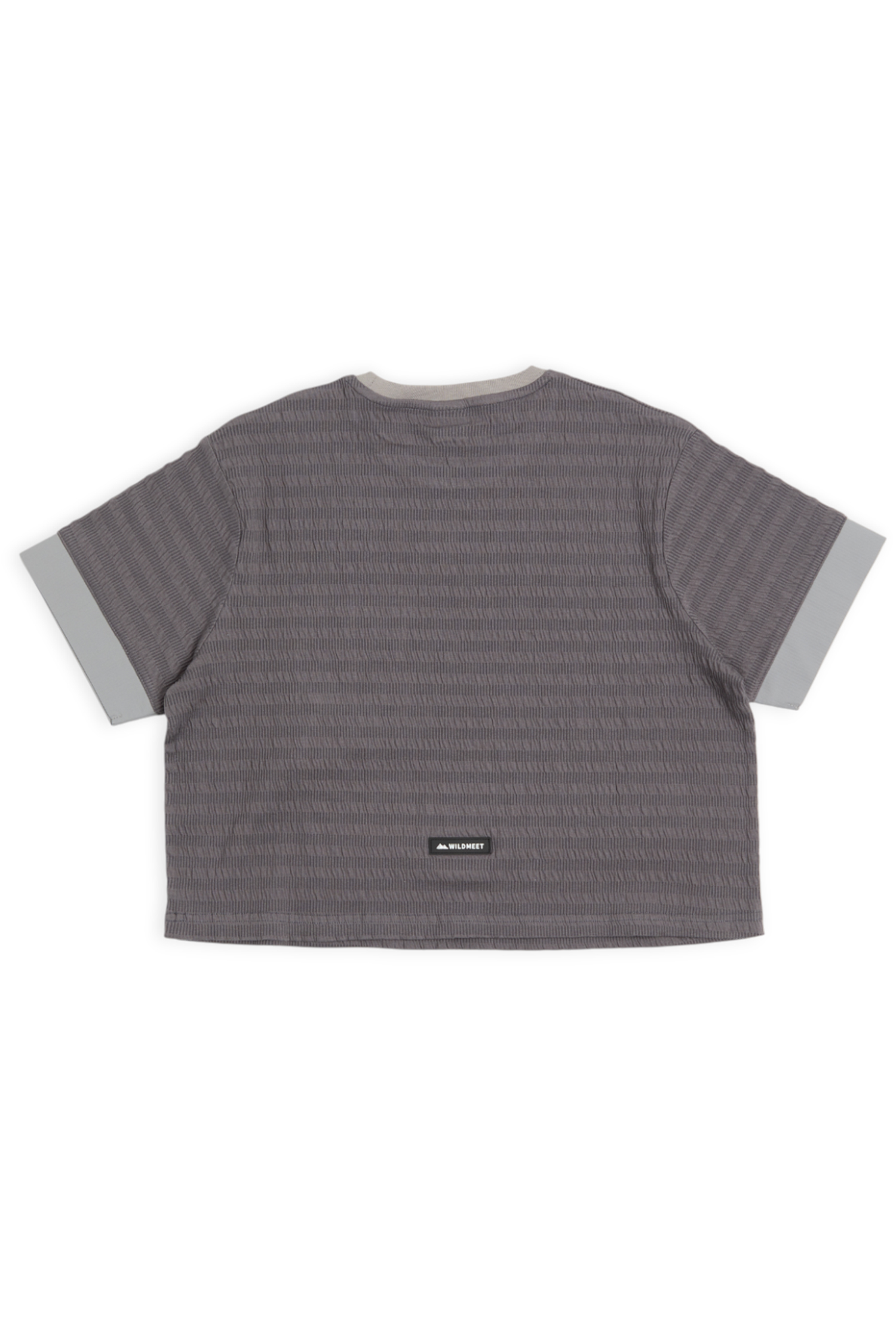 寬版拼接 水波紋短袖上衣(女)