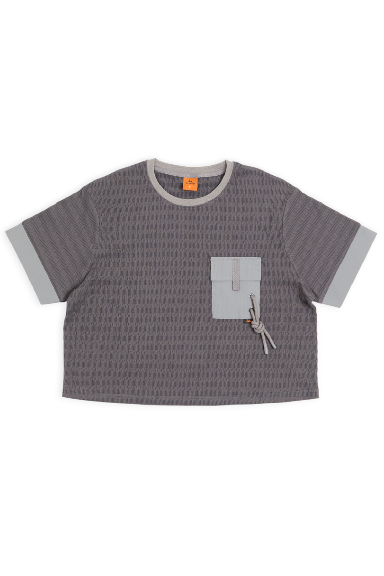 寬版拼接 水波紋短袖上衣(女)