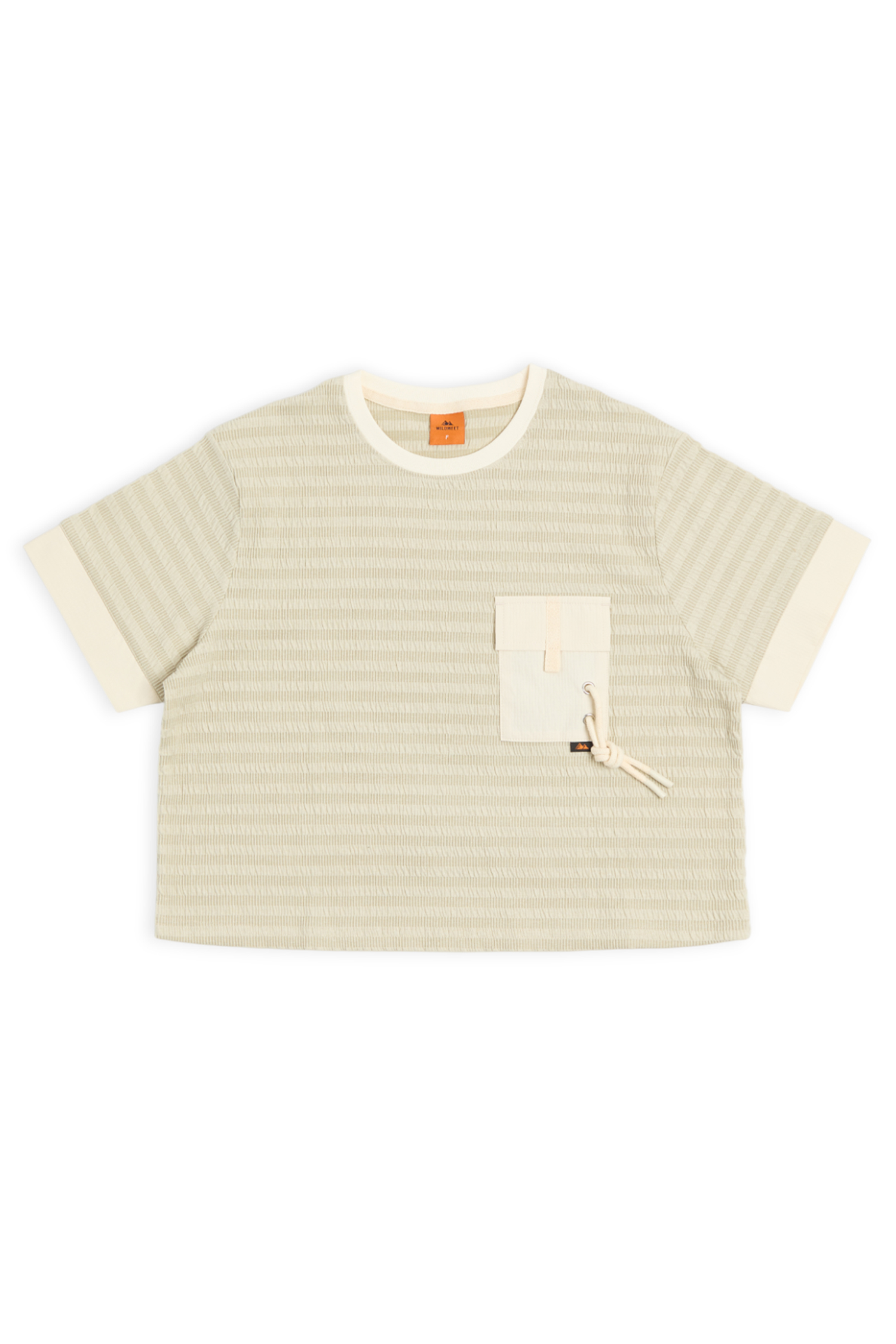 寬版拼接 水波紋短袖上衣(女)