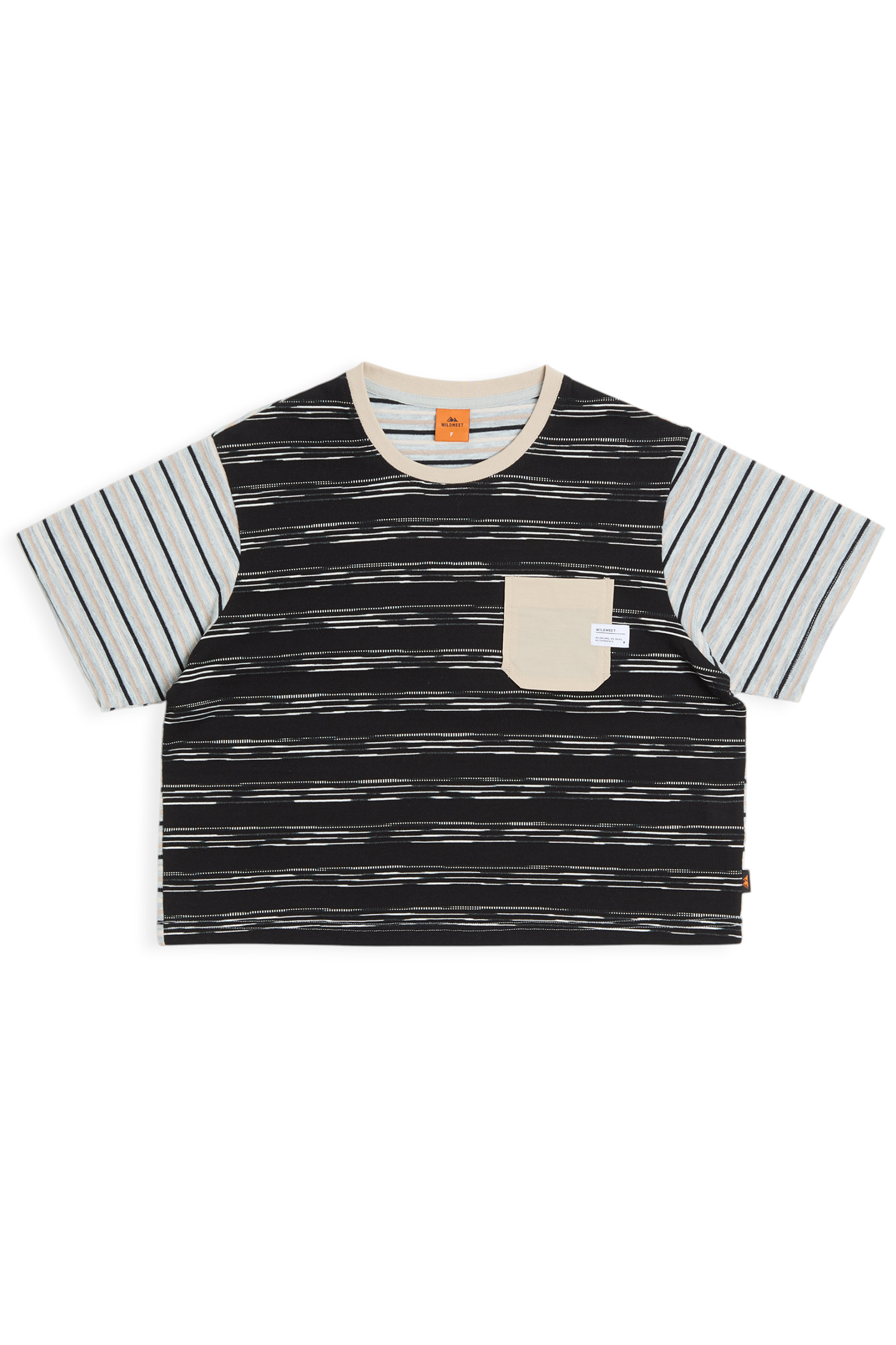 寬版拼接 條紋貼袋短袖上衣