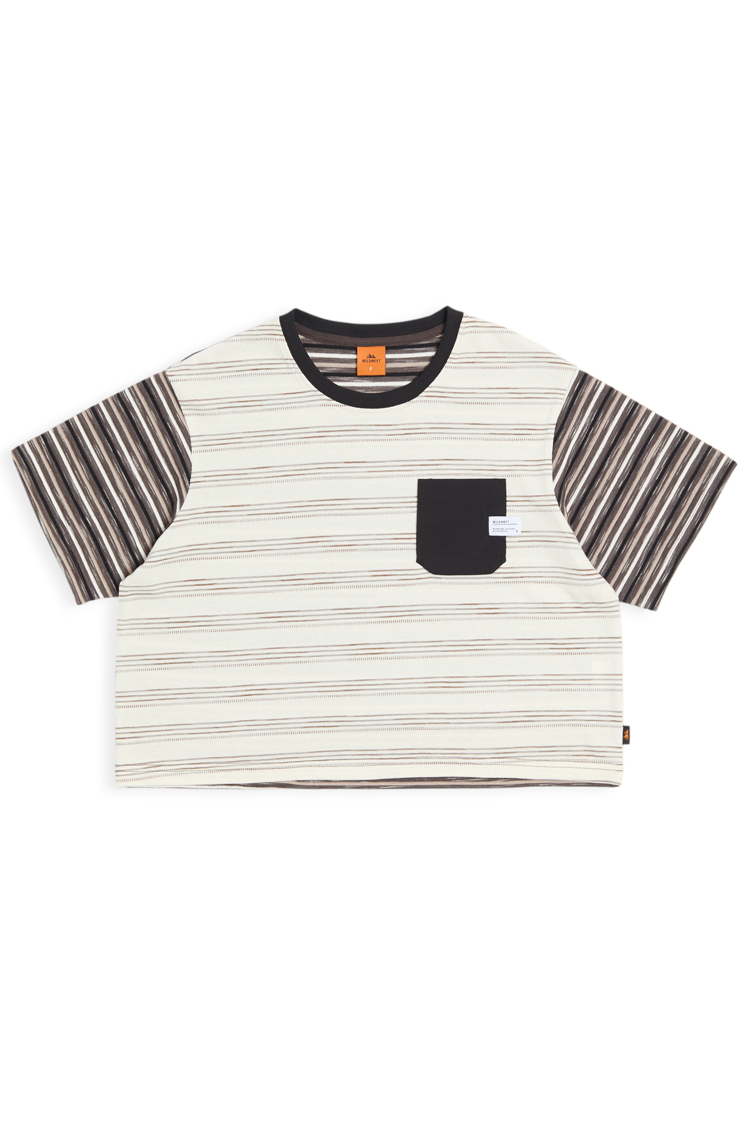 寬版拼接 條紋貼袋短袖上衣